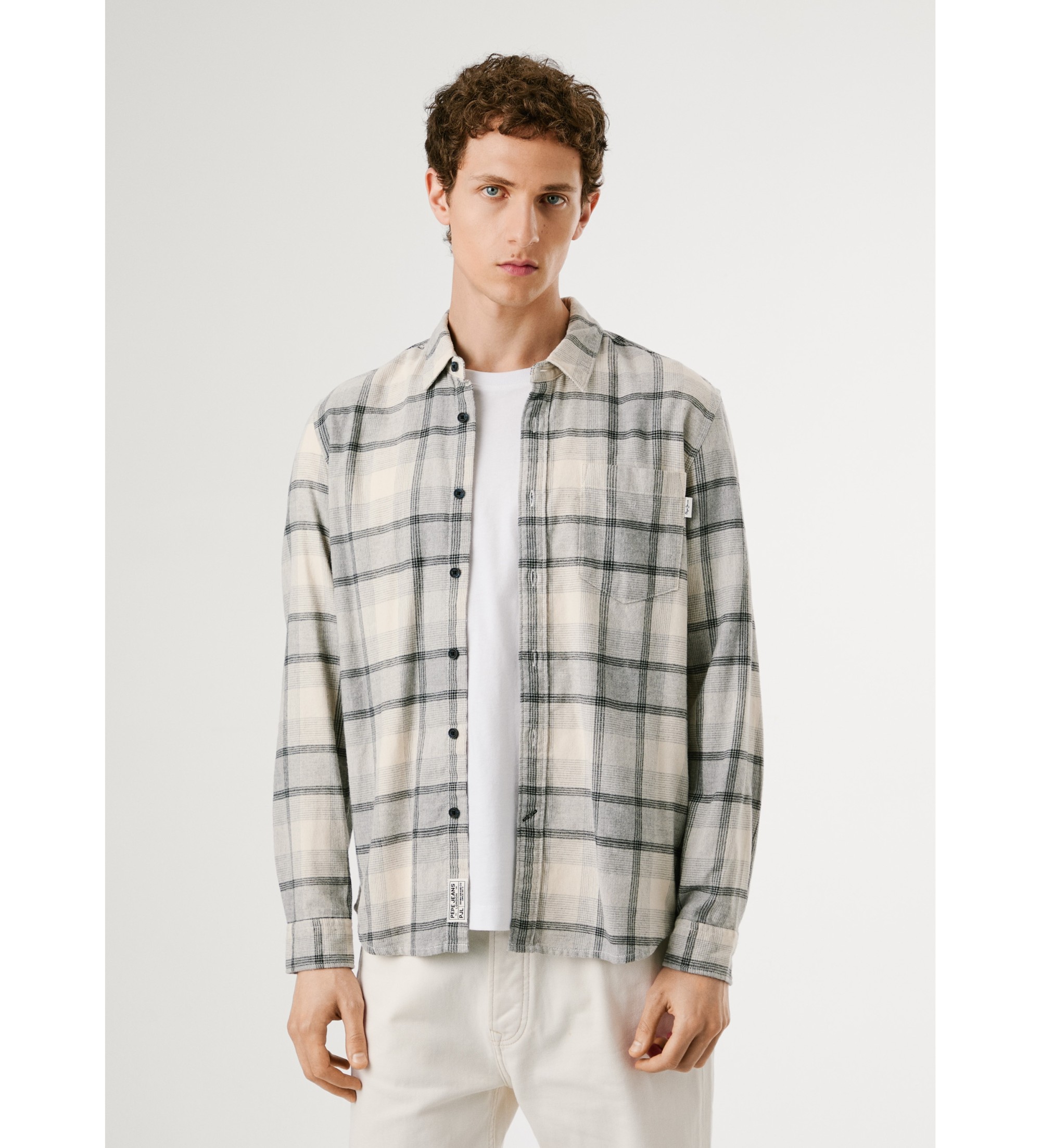 Pepe Jeans für Herren. PM3090829 Clue graues Hemd (S), Lässig, Baumwolle, Langarm