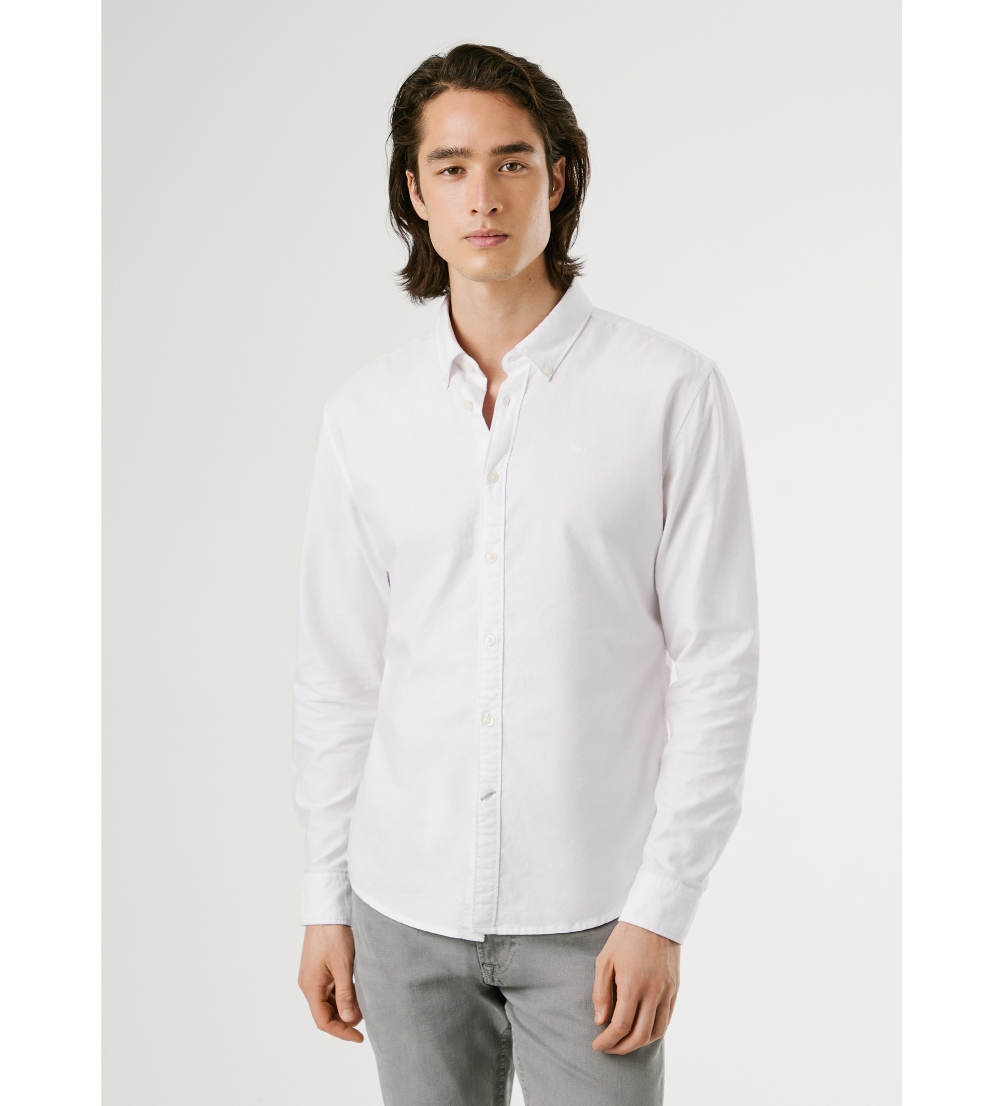Pepe Jeans für Herren. PM3090816 Hemd Cluny weiß (M), Lässig, Baumwolle, Langarm