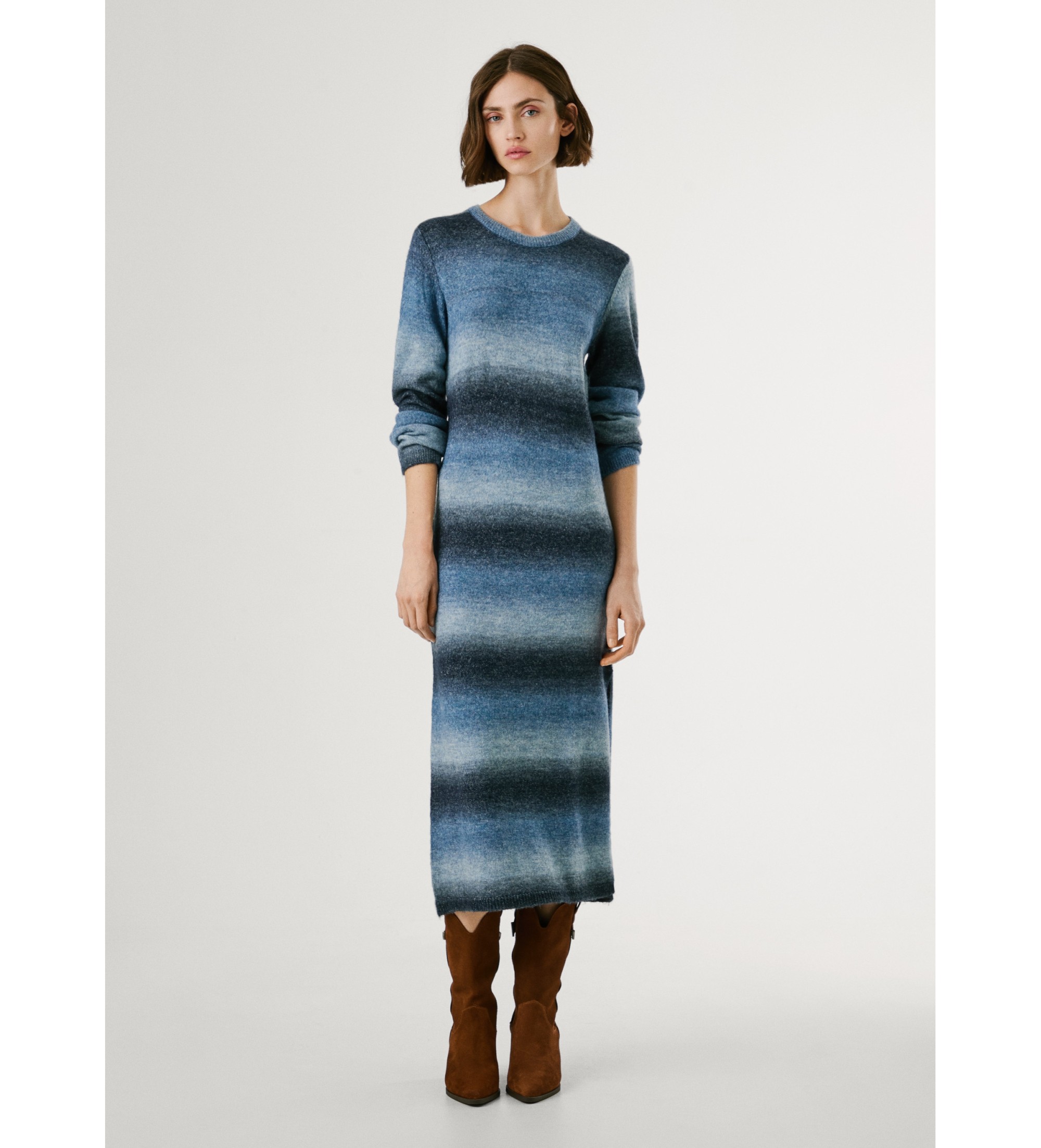 Pepe Jeans für Damen. PL9537713 Colombe Kleid blau (M), Lässig, Polyester, Langarm