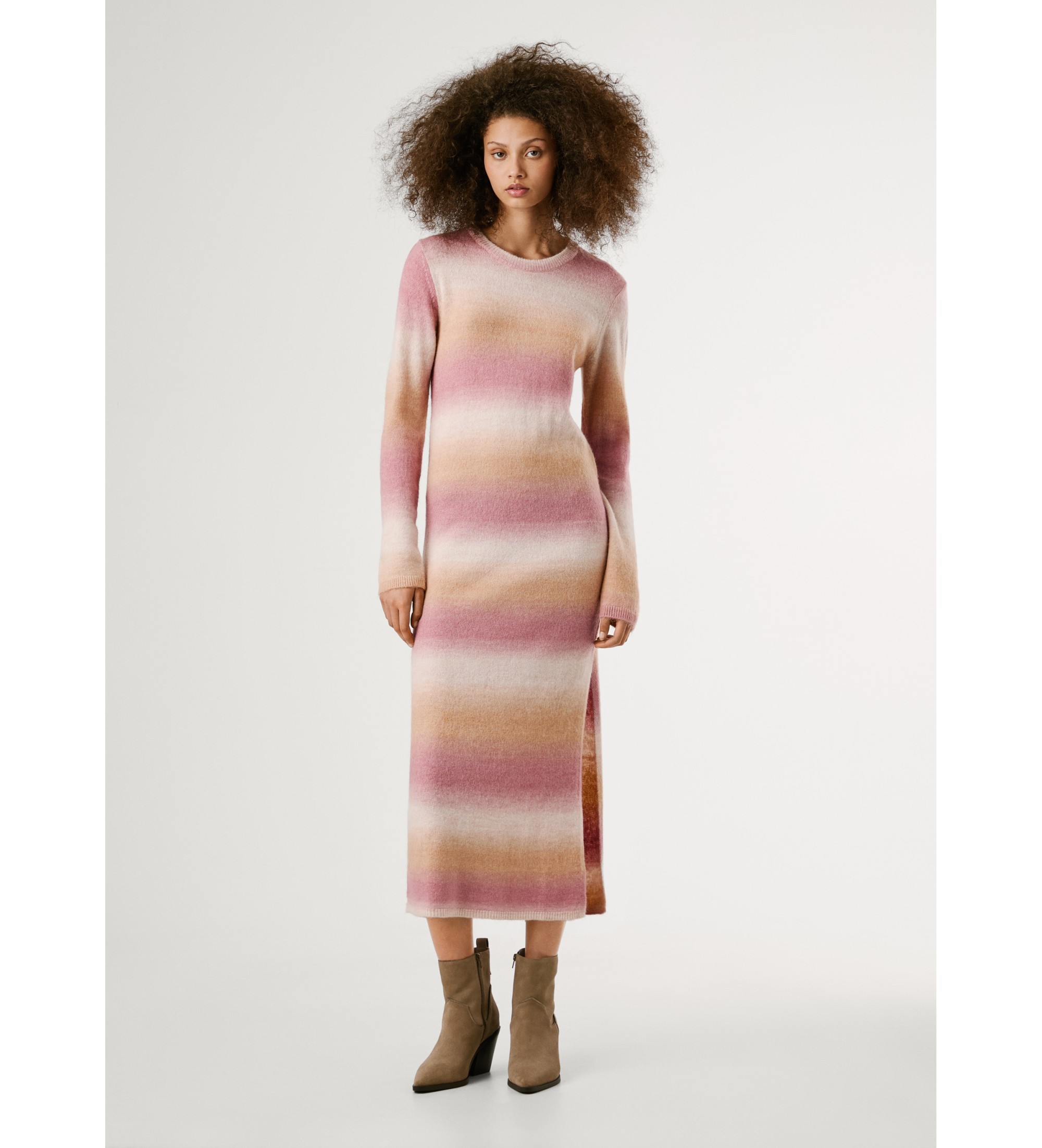 Pepe Jeans für Damen. PL9537713 Colombe Kleid rosa (S), Lässig, Polyester, Langarm