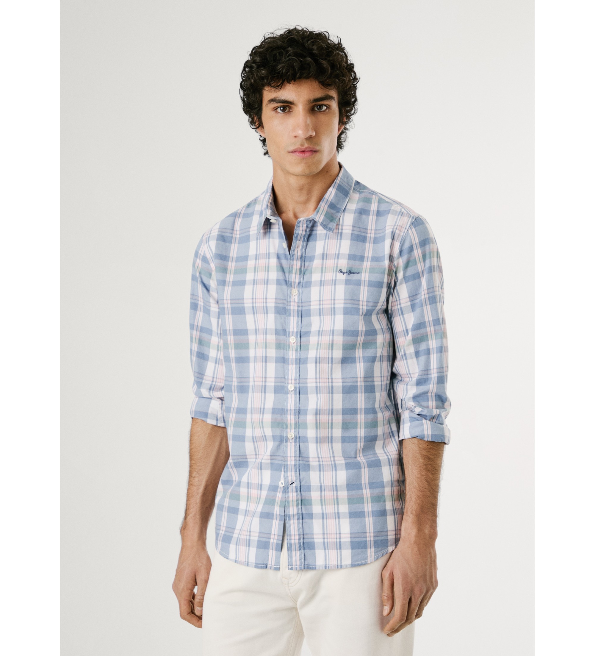 Pepe Jeans für Herren. PM309070 Crisler blaues Hemd (M), Lässig, Baumwolle, Langarm