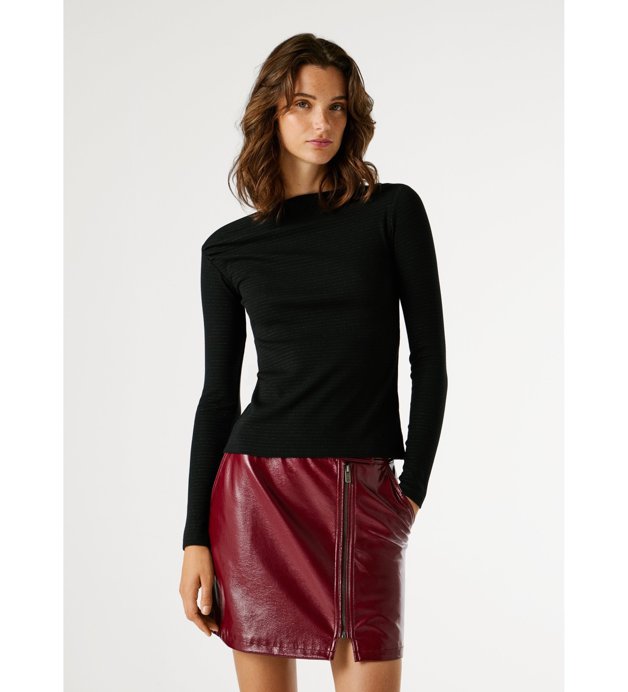 Pepe Jeans für Damen. PL5000085 Elba T-shirt schwarz (S), Lässig, Baumwolle, Langarm