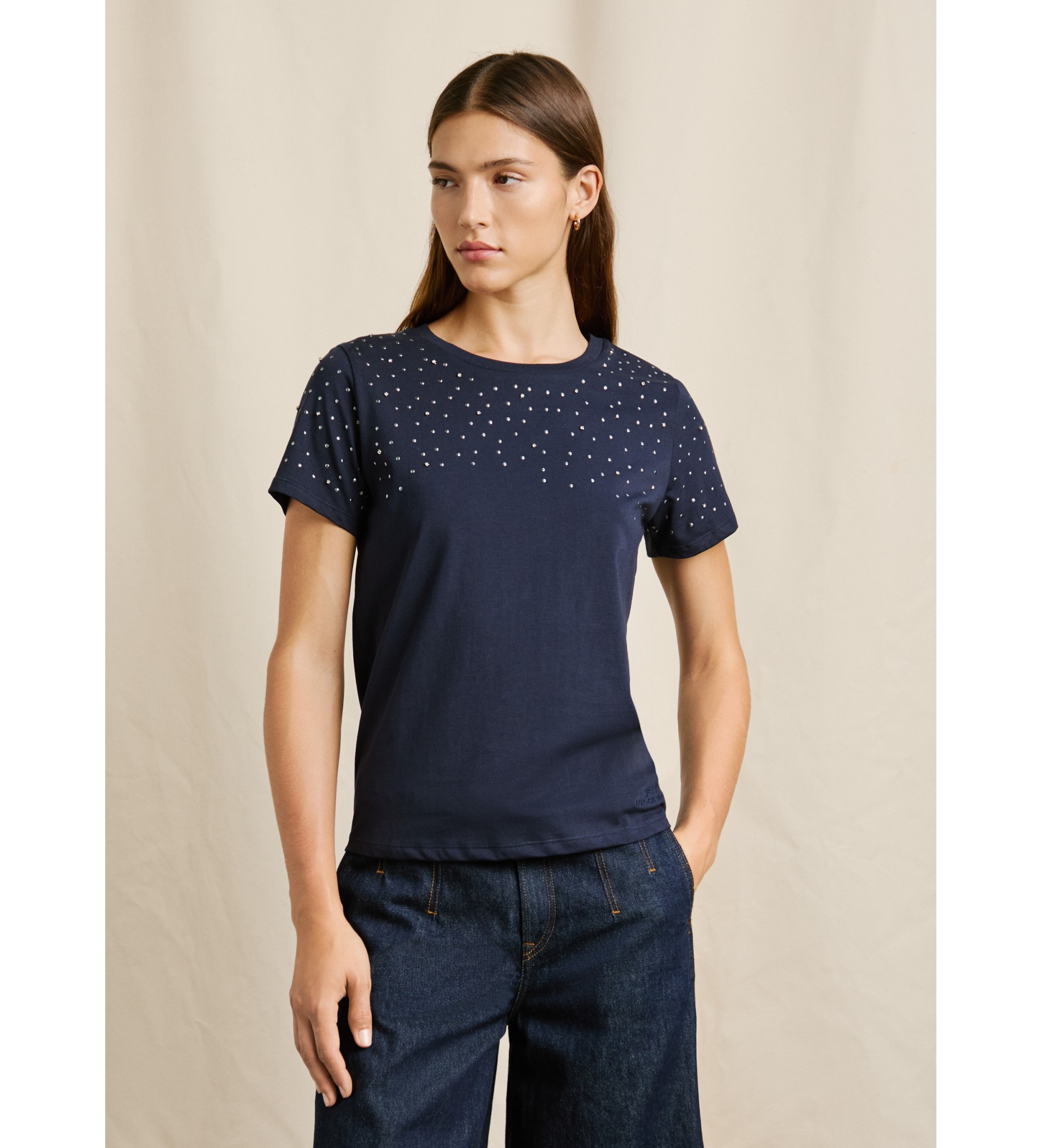 Pepe Jeans für Damen. PL5000056 Elodie T-Shirt marineblau (M), Lässig, Baumwolle, Kurzarm