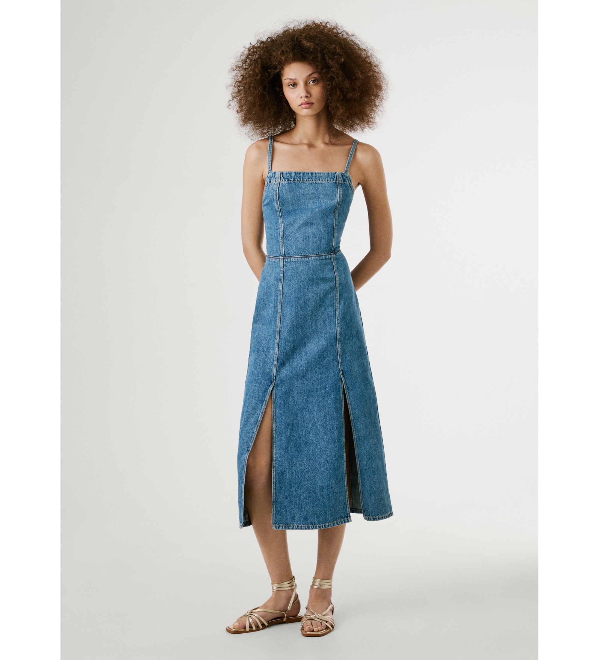 Pepe Jeans für Damen. PL953767 Kleid Elodie blau (S), Lässig, Baumwolle, Ärmellos / Hosenträger
