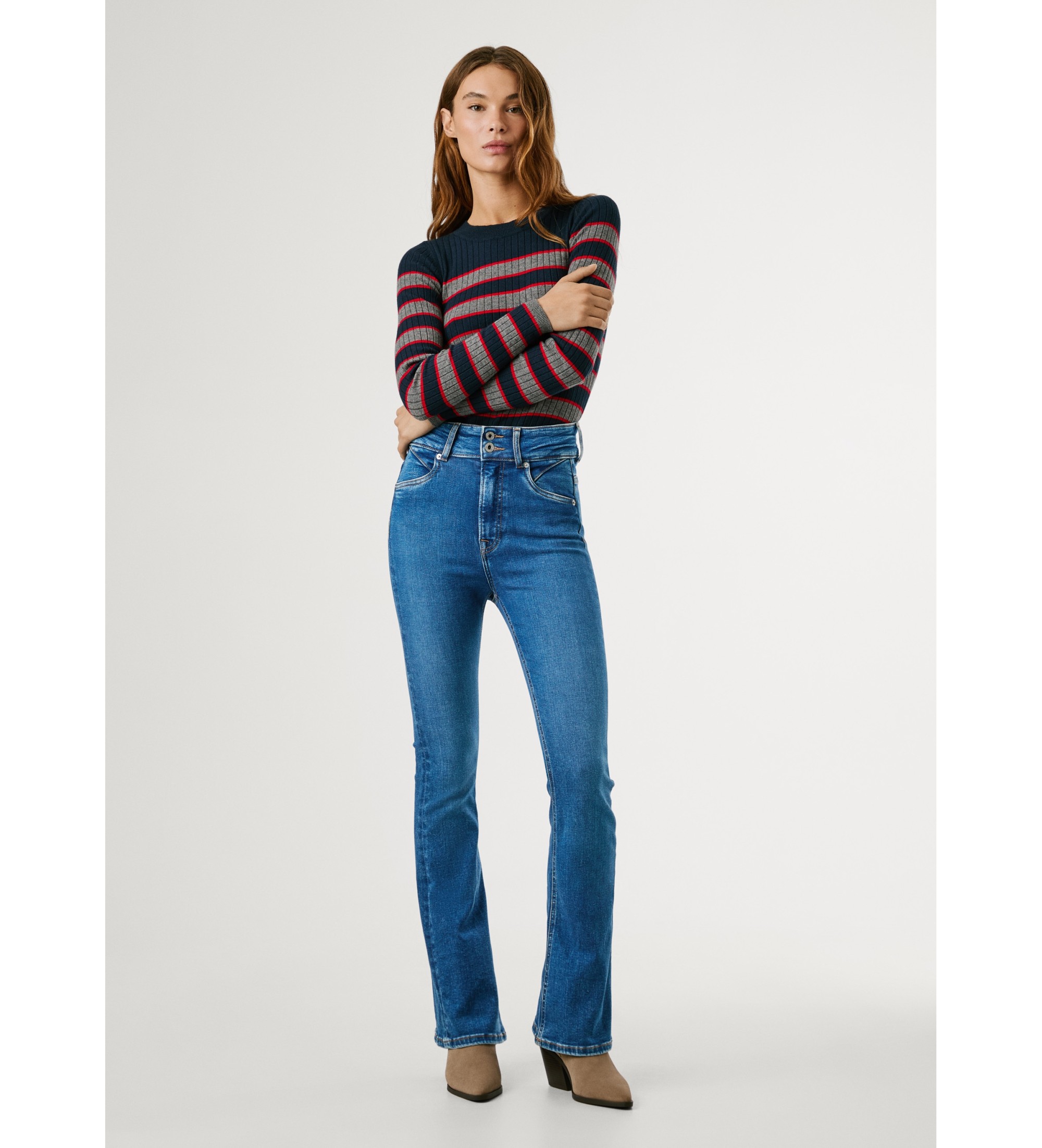 Pepe Jeans für Damen. PL2050104FB Jeans Flare Contour blau (33/30), Lässig, Baumwolle, Denim
