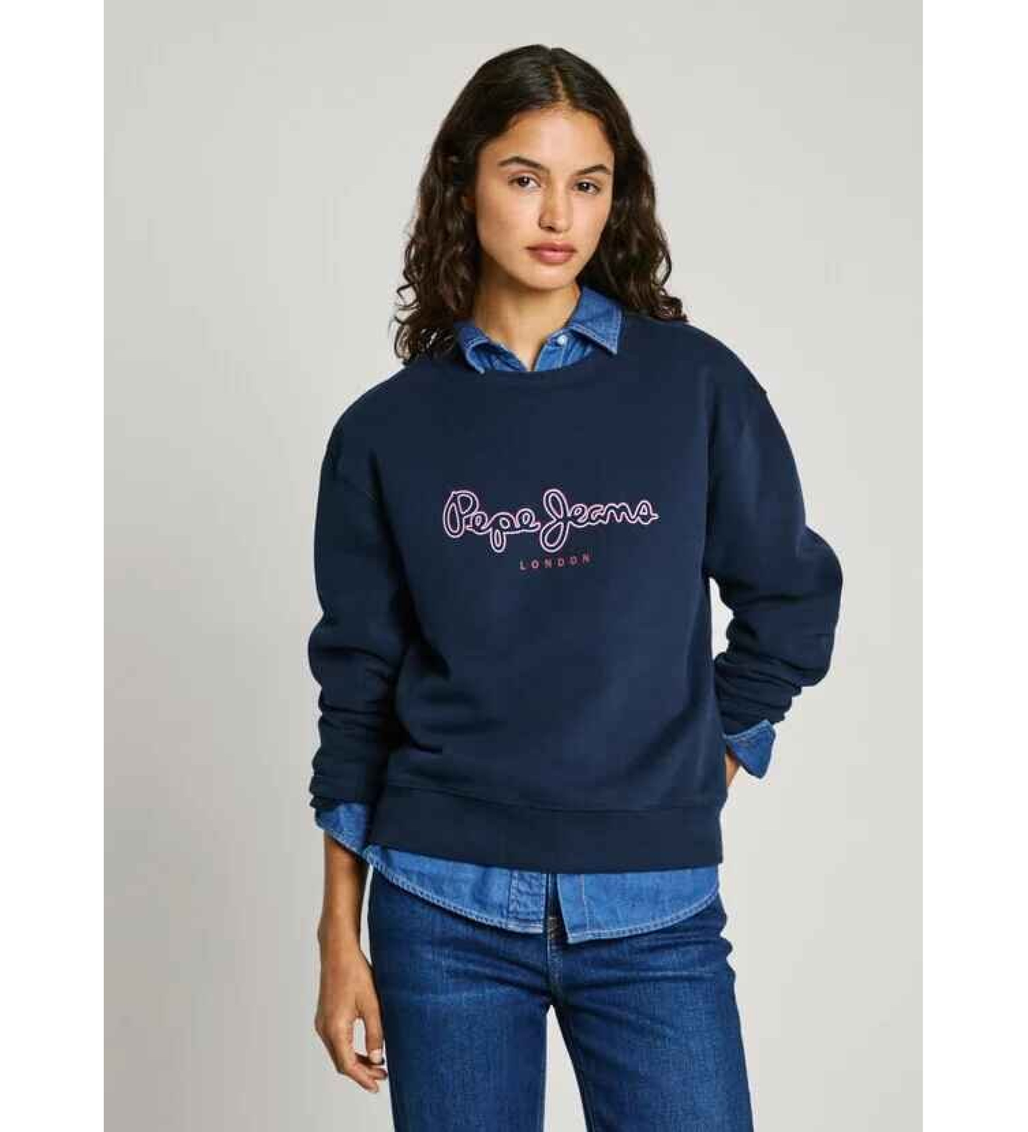 Pepe Jeans für Damen. PL581460 Sweatshirt Frida navy (S), Lässig, Baumwolle, Nachhaltig, Marine