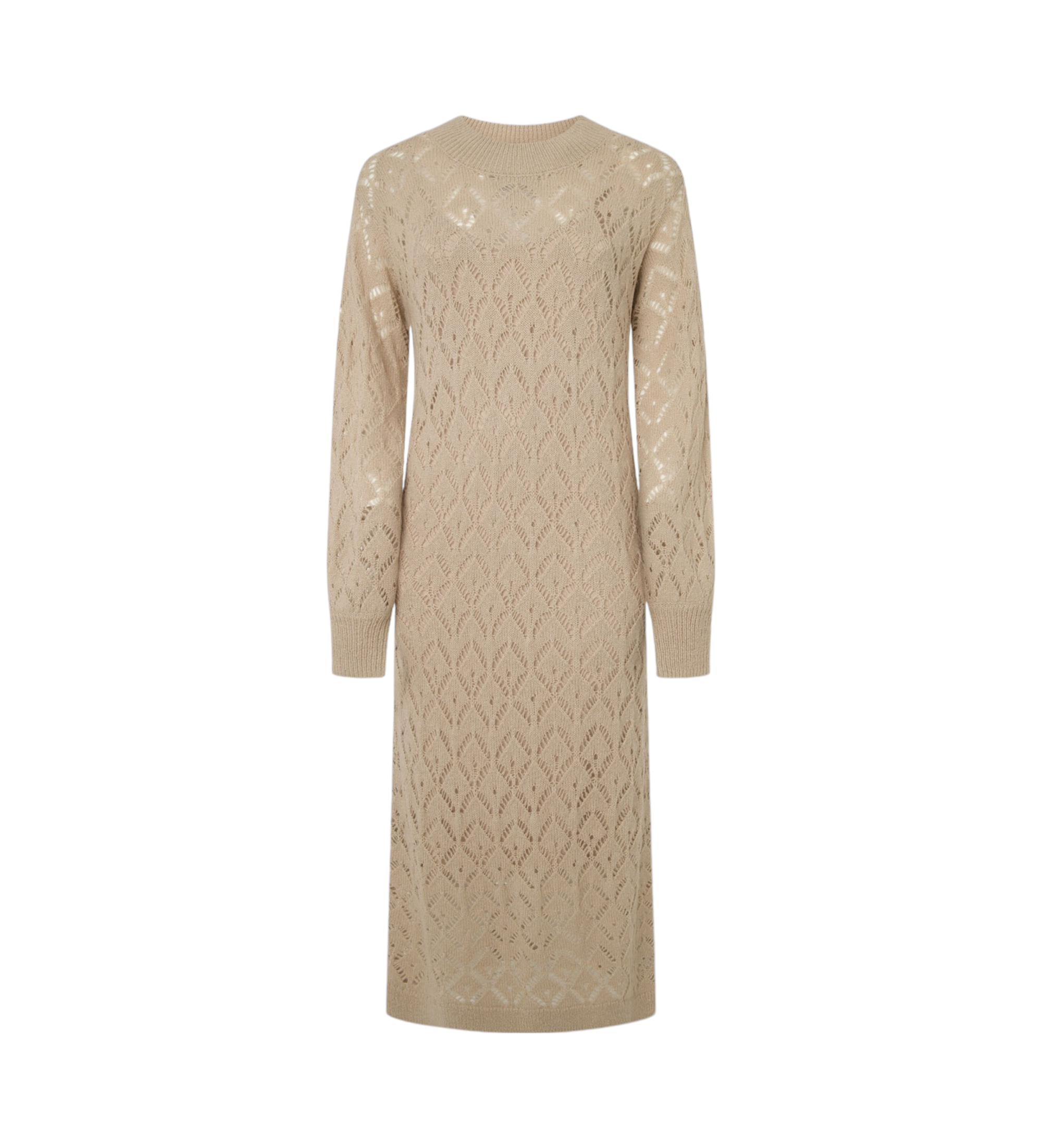 Pepe Jeans für Damen. PL953588 Hailey Kleid beige (L), Lässig, Acryl, Langarm