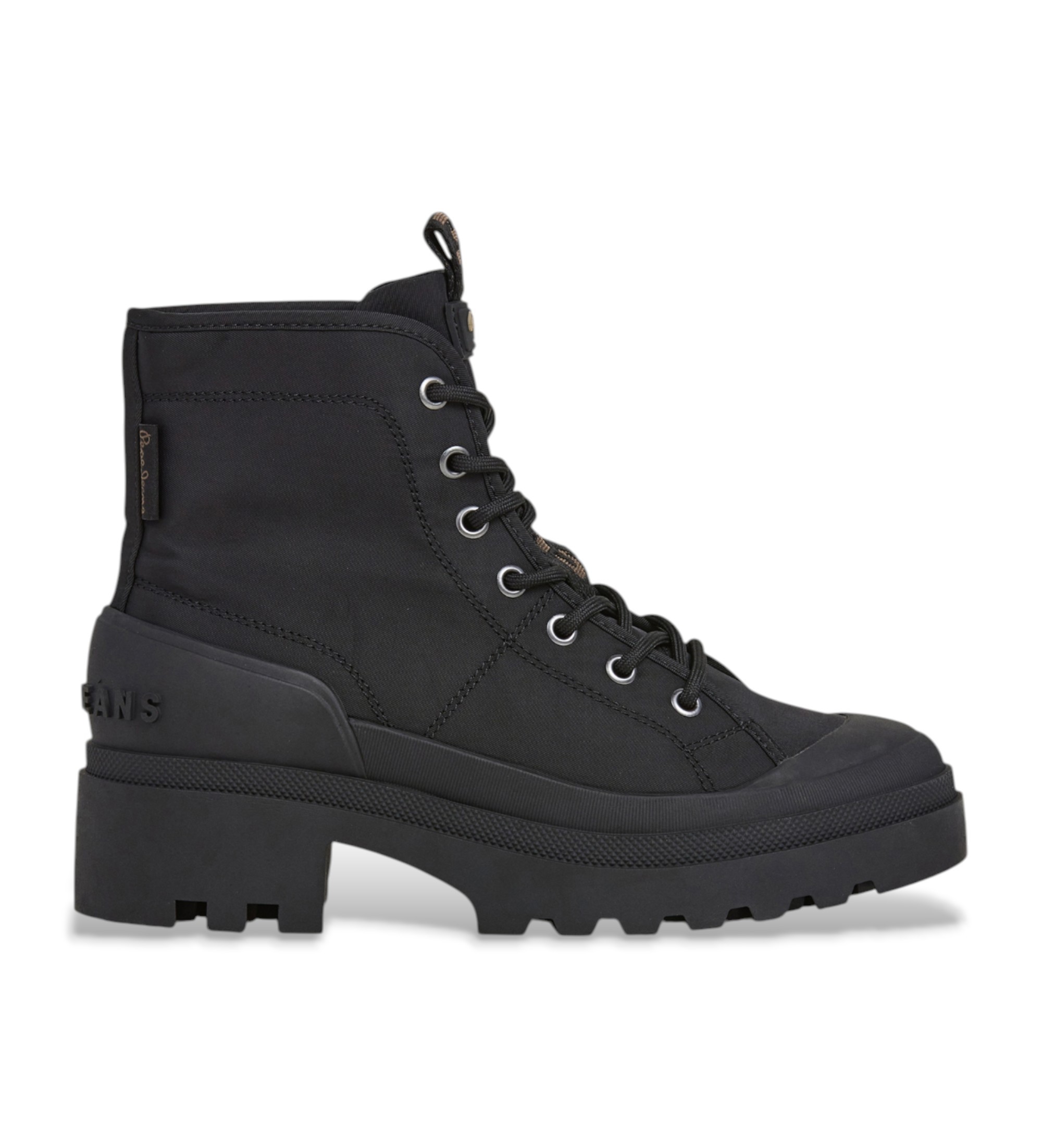 Pepe Jeans für Damen. PLS500007 Hale City Stiefelette schwarz (39), 3 bis 5 cm, Schnürsenkel, Reißverschluss, Lässig