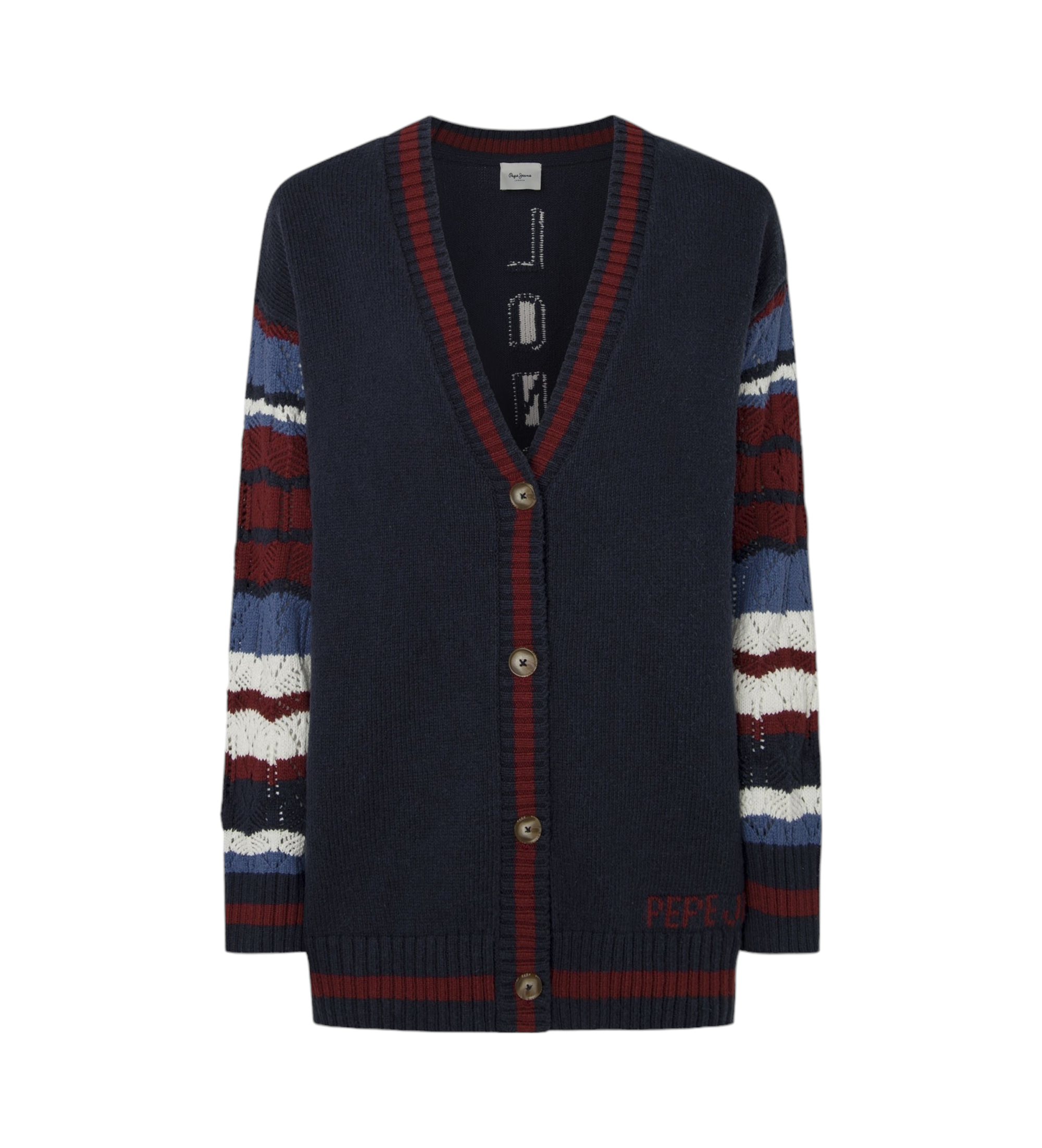 Pepe Jeans für Damen. PL702203 Harper Strickjacke navy (M), Lässig, Baumwolle, Nachhaltig, Marine