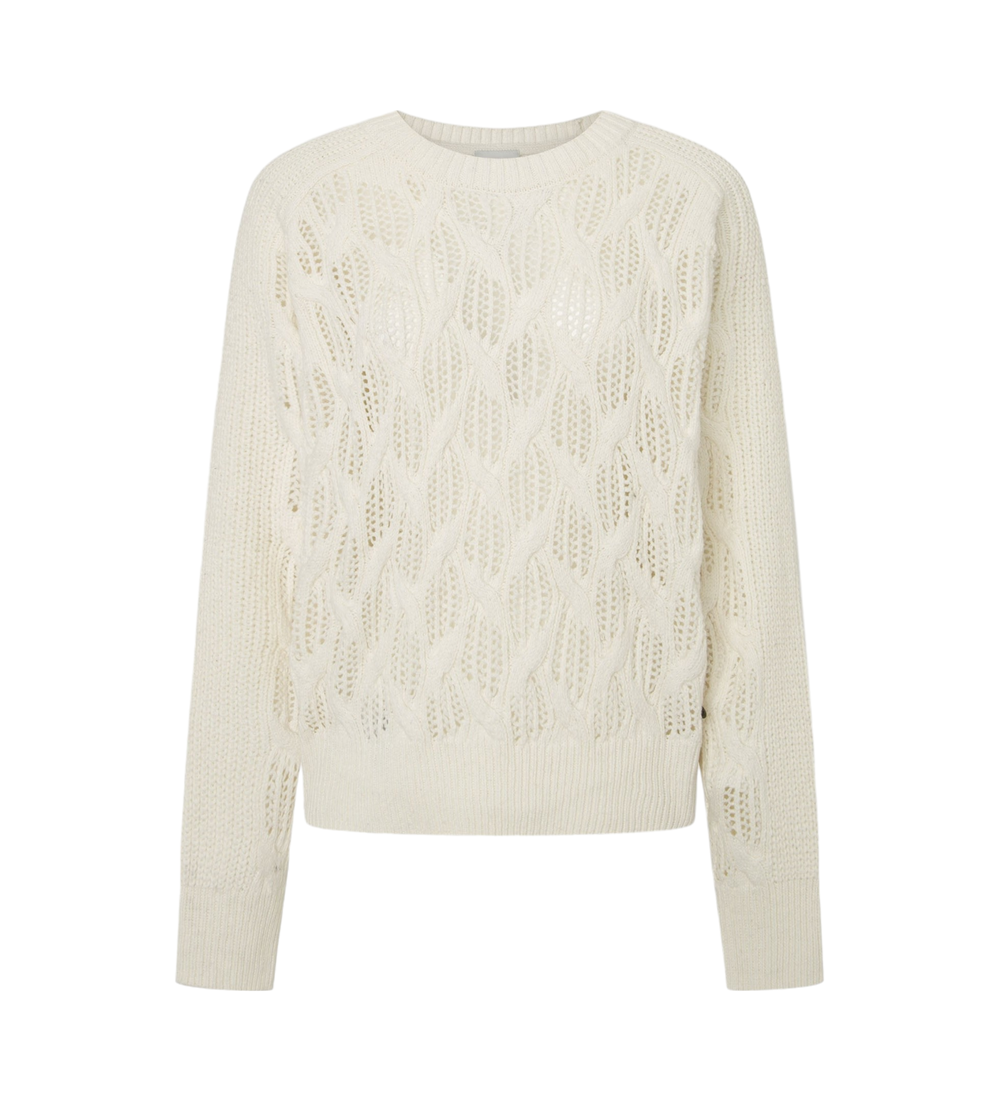 Pepe Jeans für Damen. PL702201 Hedra Crew Pullover weiß (S), Lässig, Baumwolle, Nachhaltig