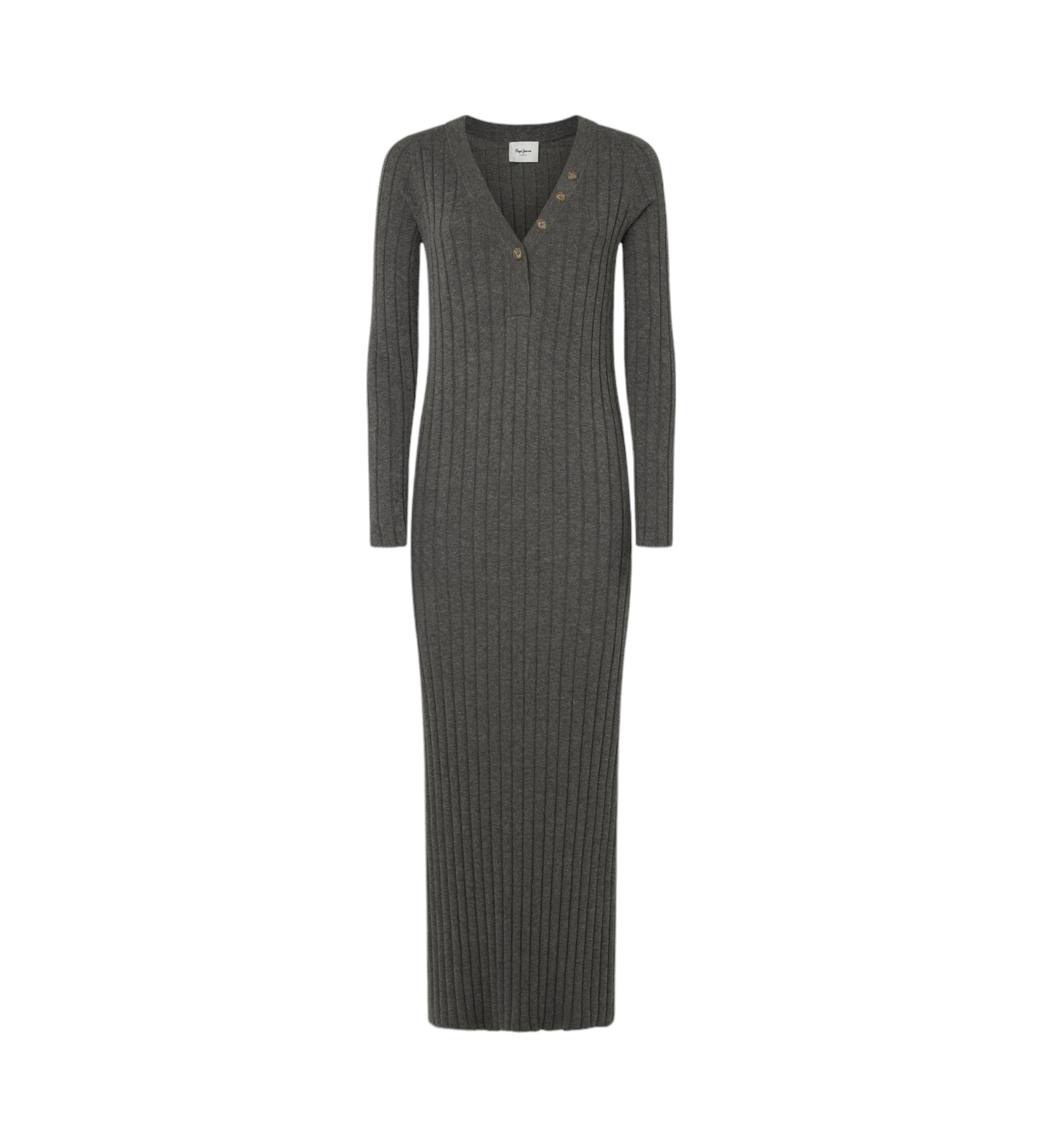 Pepe Jeans für Damen. PL953586 Graues Kleid von Izabel (L), Lässig, Baumwolle, Langarm