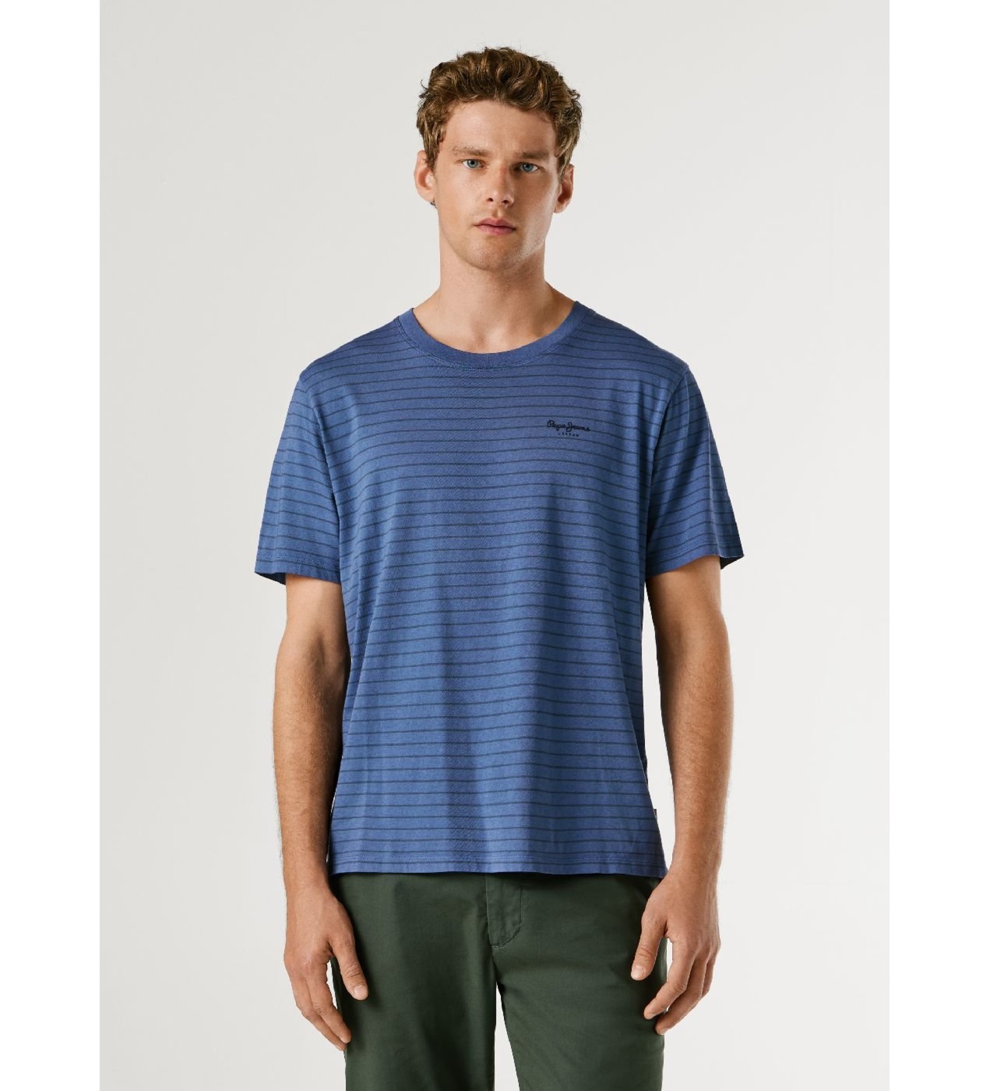 Pepe Jeans für Herren. PM5010310 Jacko Streifen T-shirt blau (L), Lässig, Baumwolle, Kurzarm