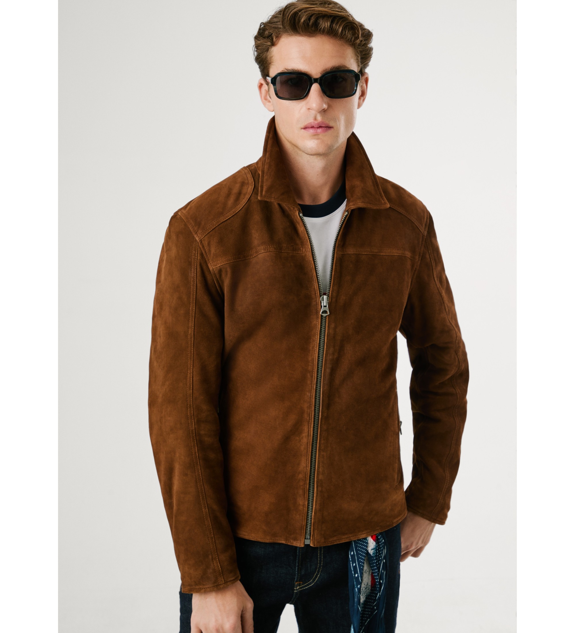 Pepe Jeans für Herren. PM4027183 Braune Jax Jacke (L), Lässig, Wildleder