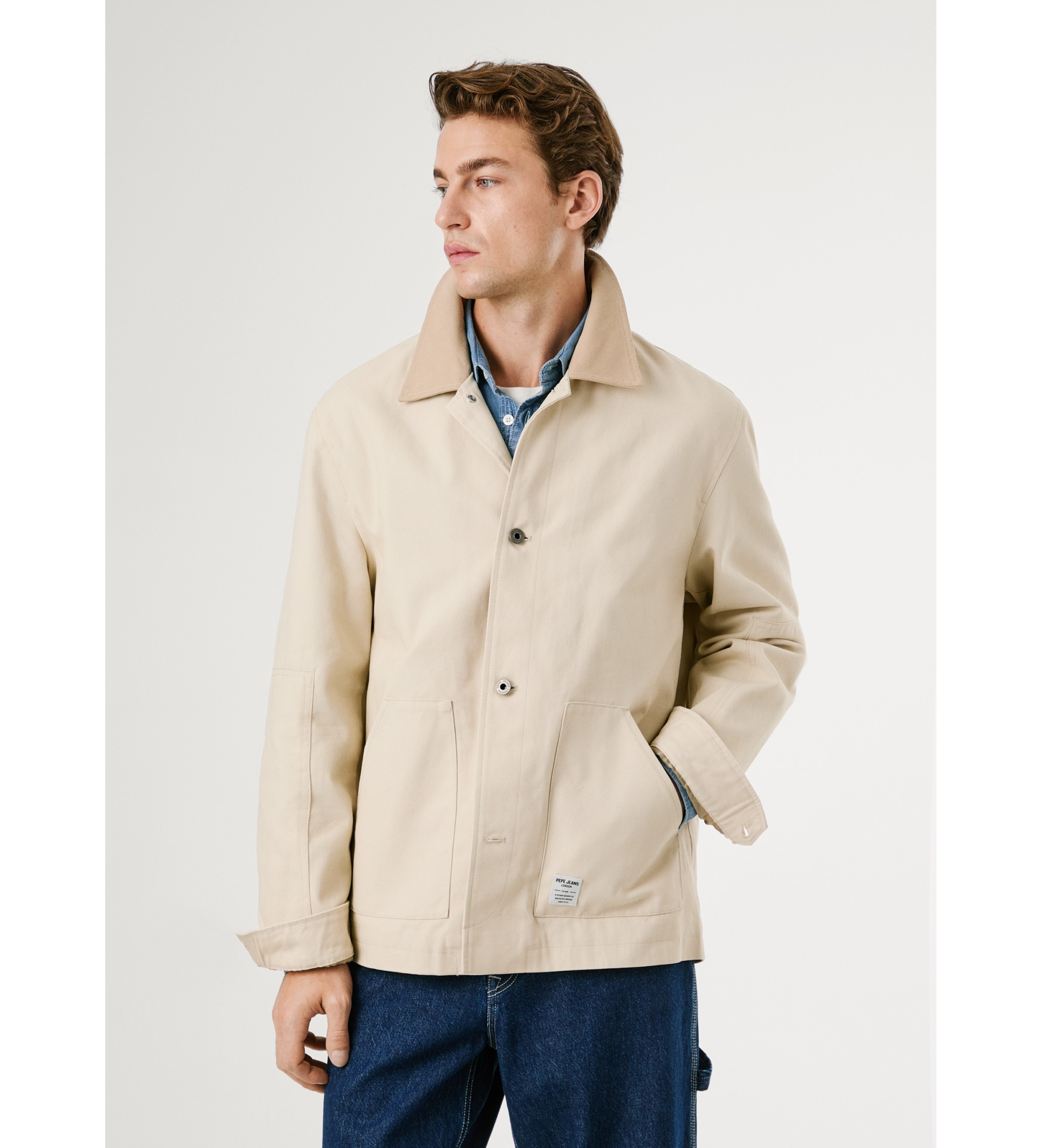Pepe Jeans für Herren. PM4027167 Jobriath Jacke beige (S), Lässig, Baumwolle