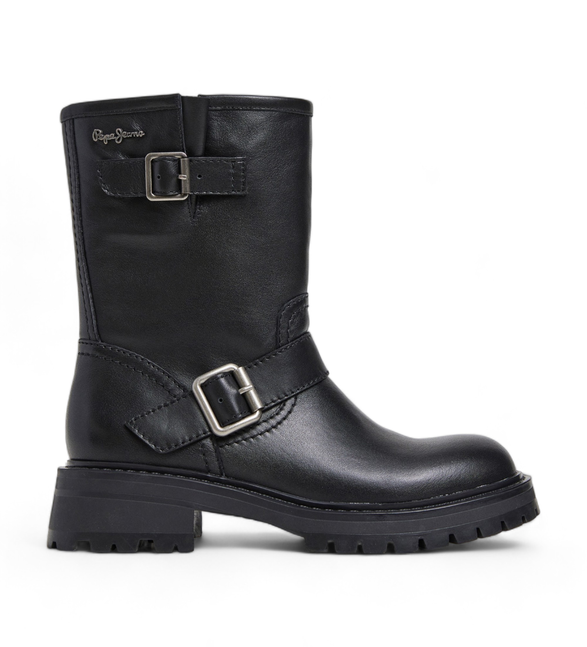 Pepe Jeans für Damen. PLS50567 Kane Forest Lederstiefel schwarz (40), 3 bis 5 cm, Reißverschluss, Lässig