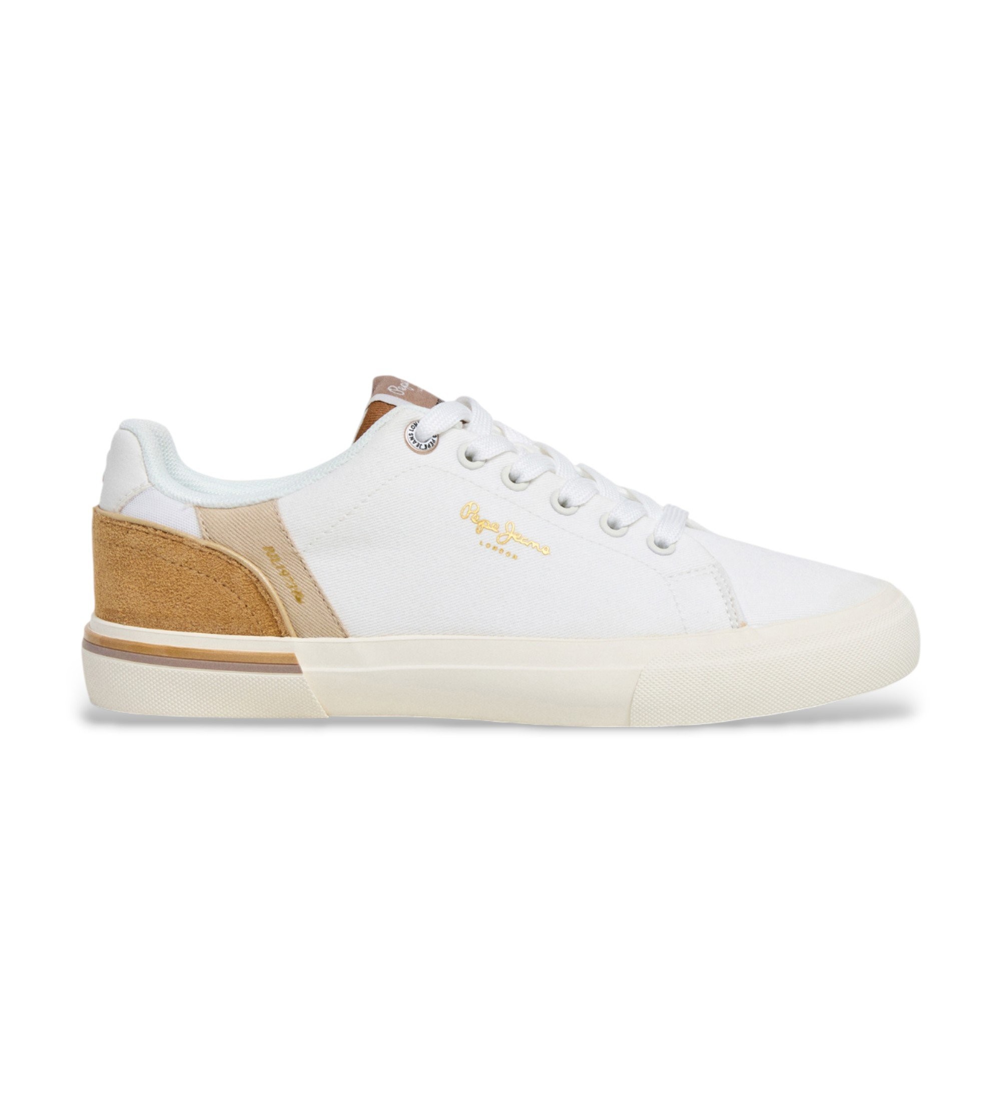 Pepe Jeans für Damen. PLS300014 Kenton Combi Sneaker weiß (40), Stoff, Wohnung, Schnürsenkel, Lässig