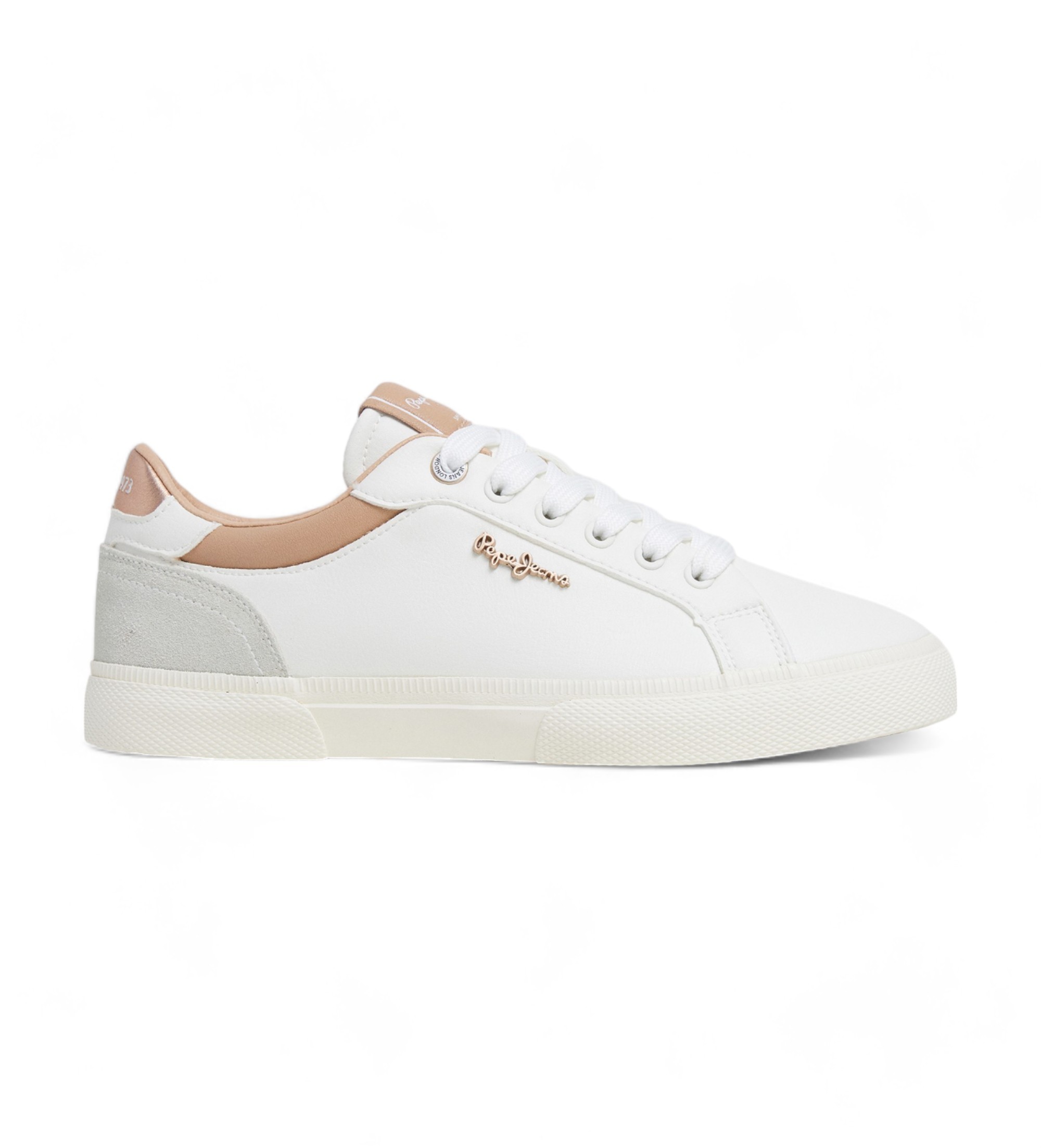 Pepe Jeans für Damen. PLS31588 Kenton Court Lederschuhe weiß (36), Wohnung, Wildleder, Schnürsenkel, Lässig