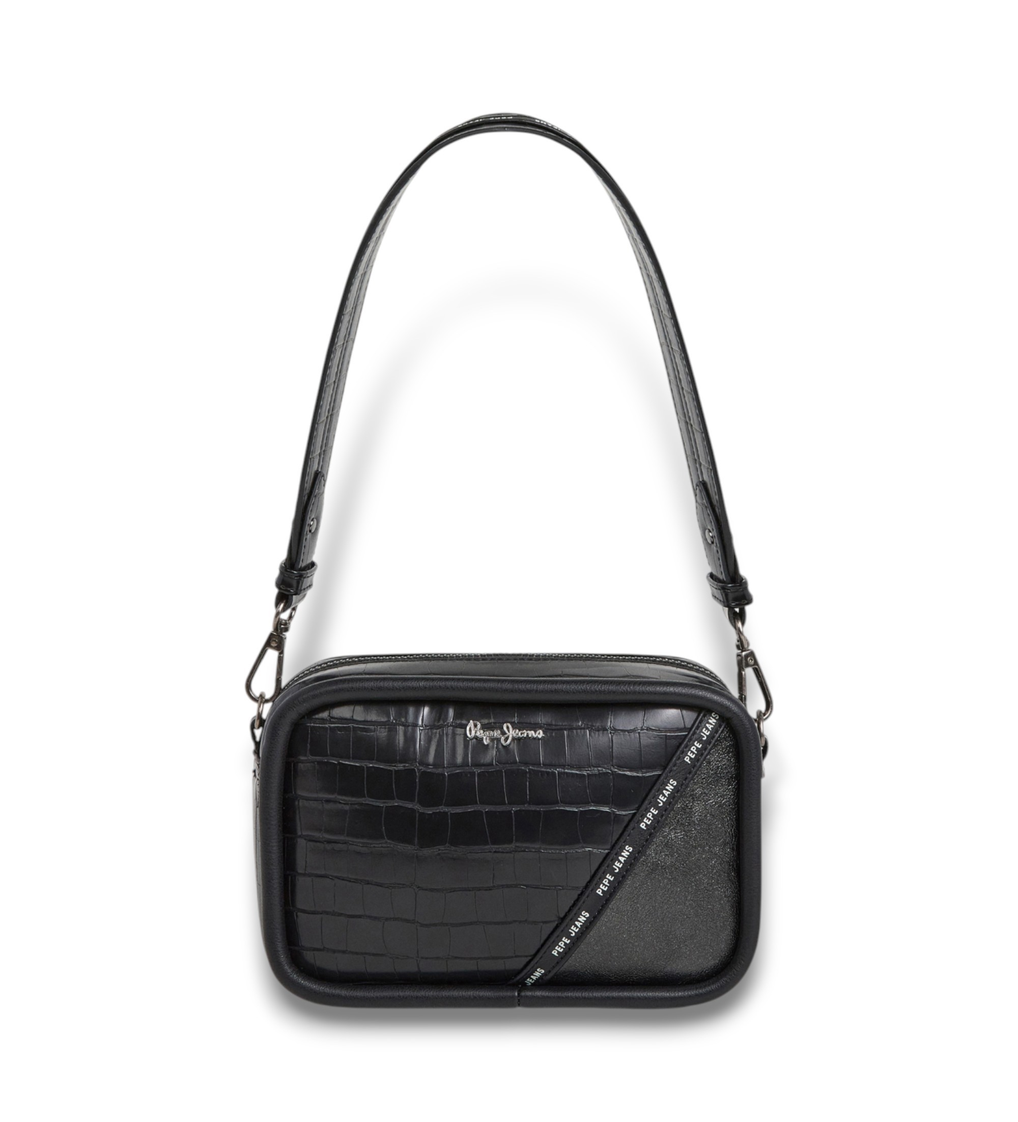 Pepe Jeans für Damen. PL0300018 Keyra Croco Tasche schwarz (OSFA), Lässig, Polyurethan