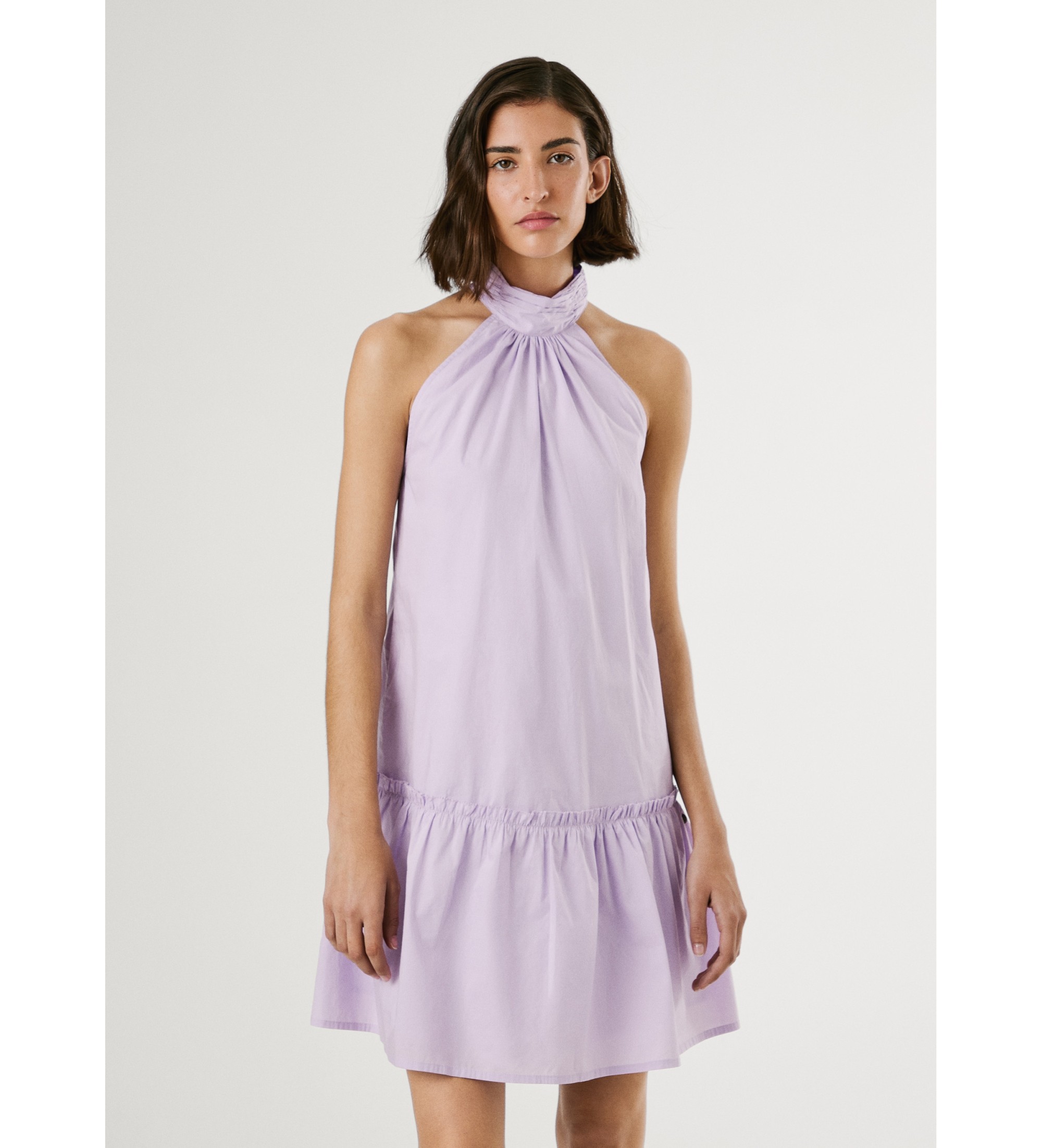 Pepe Jeans für Damen. PL953761 Kleid Lena flieder (XL), Lässig, Baumwolle, Ärmellos / Hosenträger