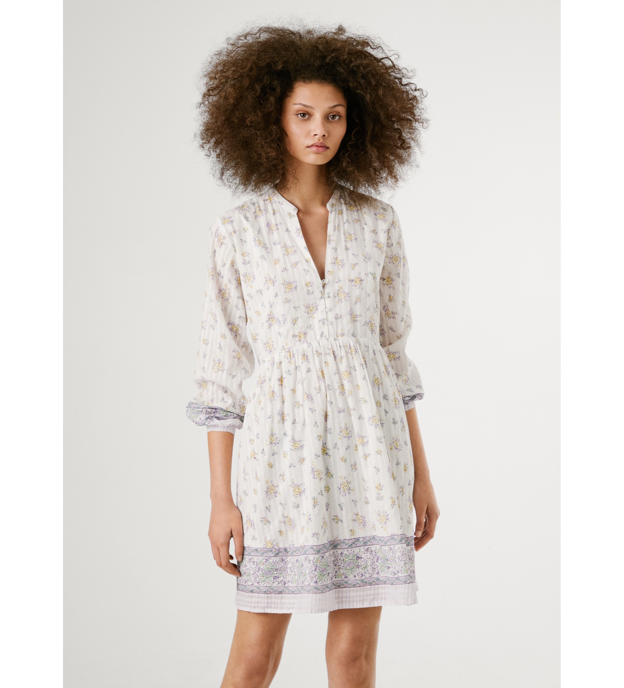 Pepe Jeans für Damen. PL953758 Lia Kleid weiß (M), Lässig, Baumwolle, Langarm