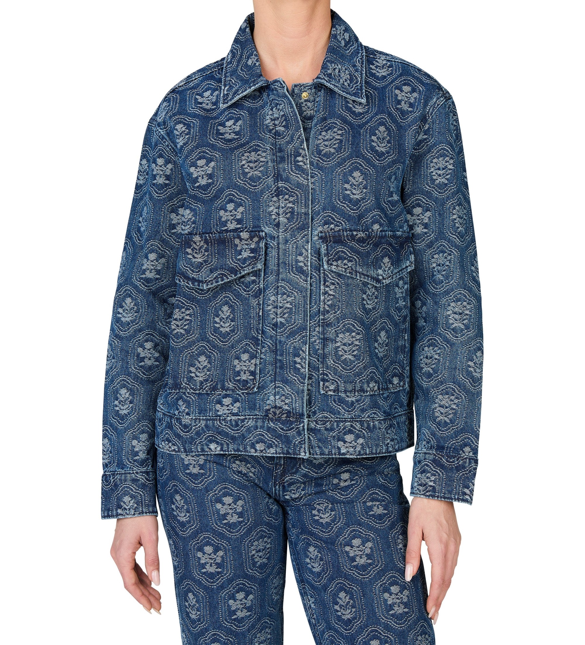 Pepe Jeansvoor vrouwen. PL402483 Jas Loa Jacquard blauw (L), Casual, Katoen, Duurzaam