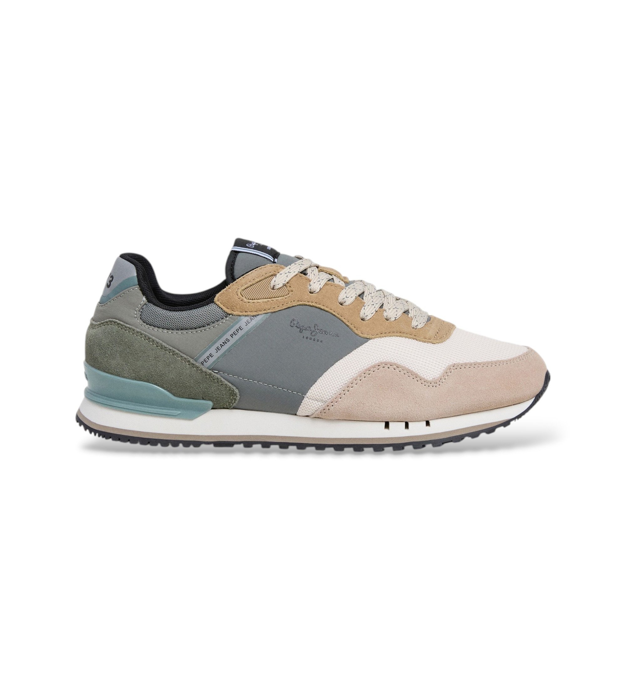Pepe Jeans für Herren. PMS400031 London Mind Sneakers grün, beige (43), Wohnung, Schnürsenkel, Lässig