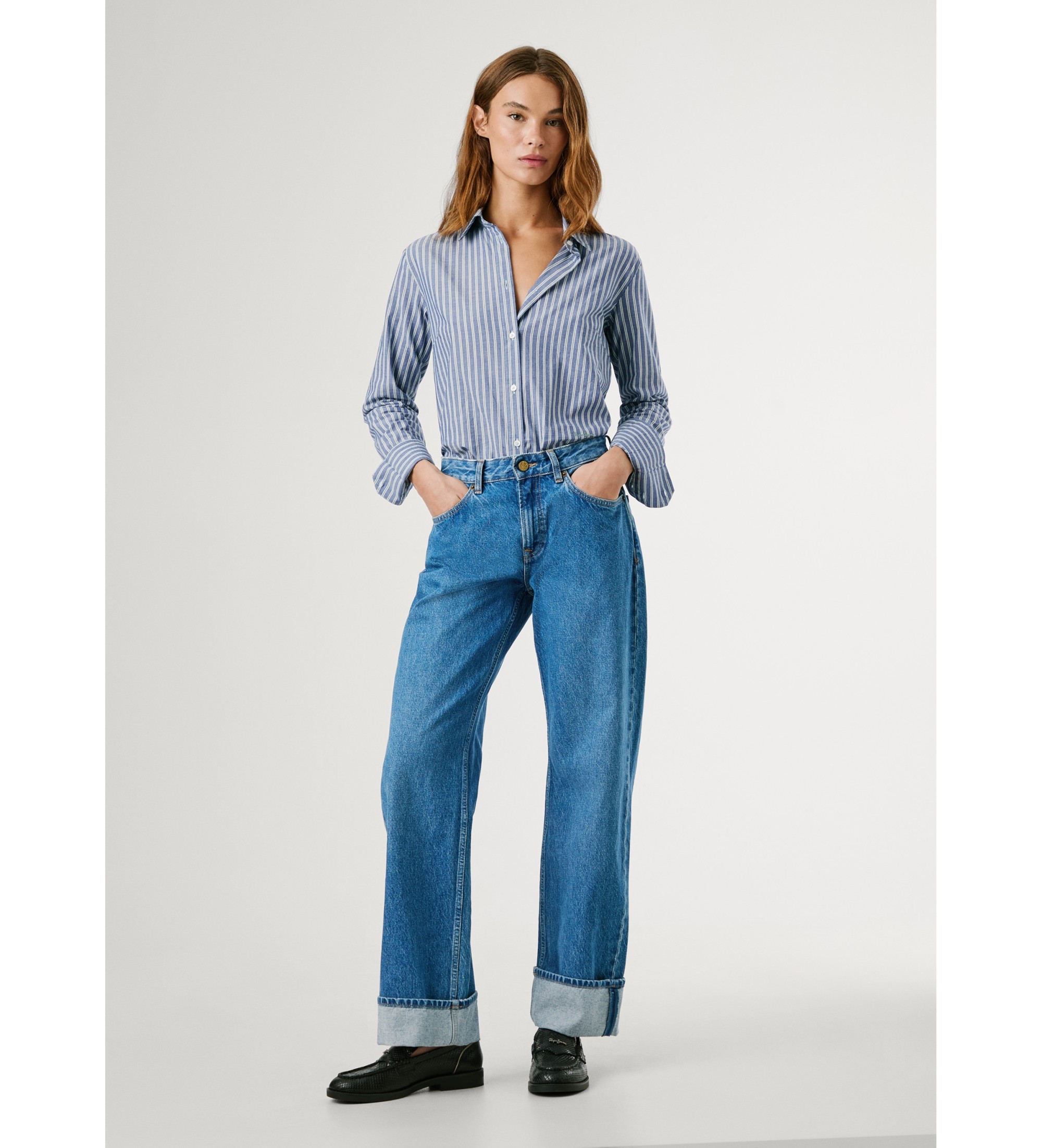 Pepe Jeans für Damen. PL2050878 Lockere Turn-Up Jeans blau (25/30), Lässig, Baumwolle, Denim