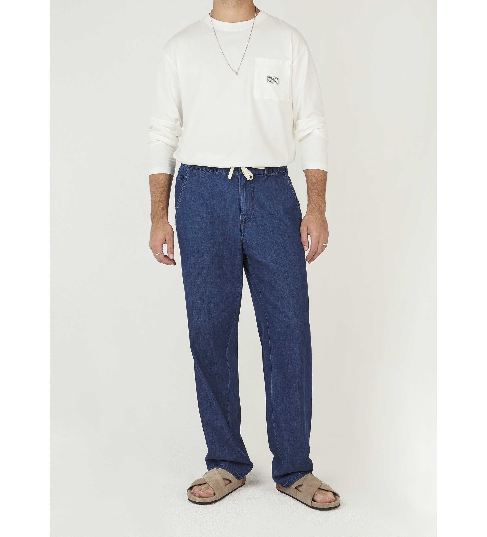 Pepe Jeans für Herren. PM2084536 Helix Beach Blaue Chino-Hose (38/32), Lässig, Baumwolle