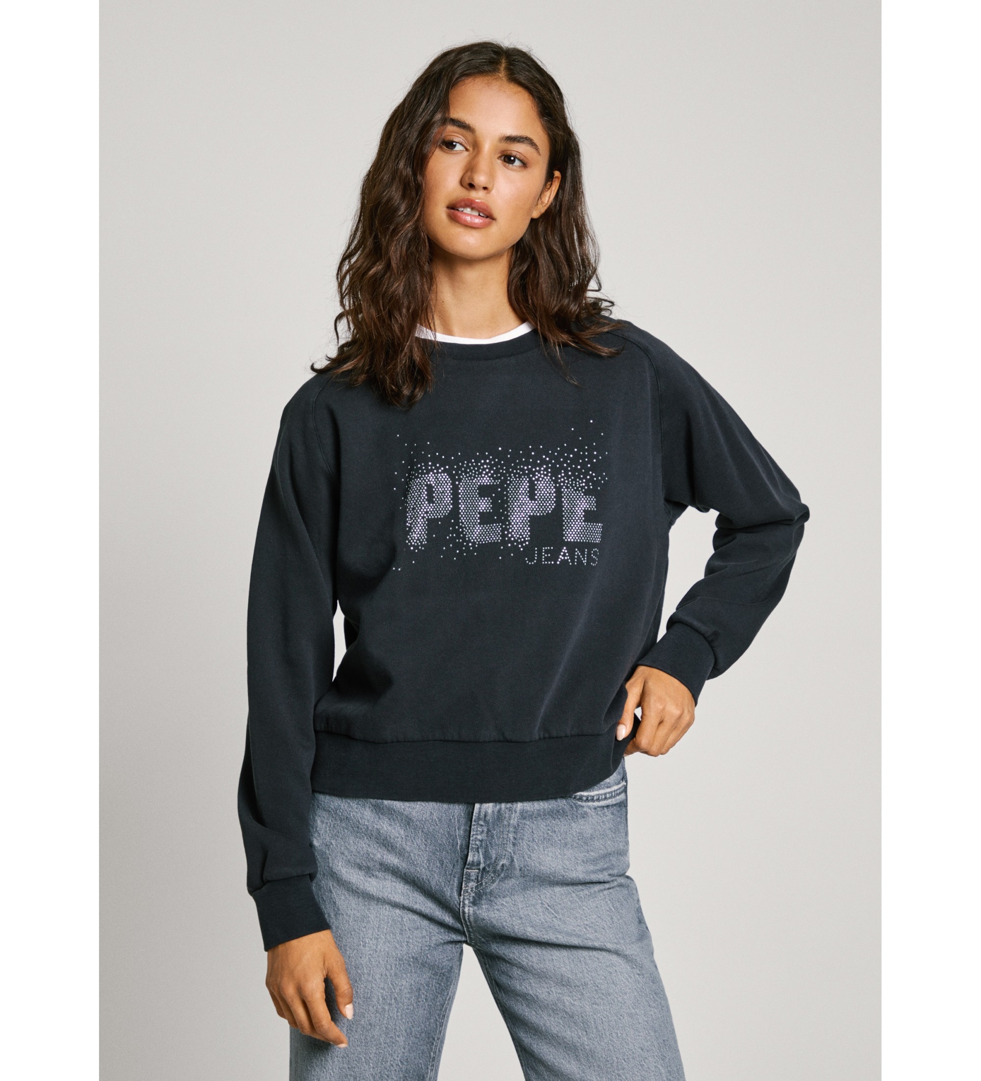 Pepe Jeans für Damen. PL581466 Luna Sweatshirt schwarz (S), Lässig, Baumwolle