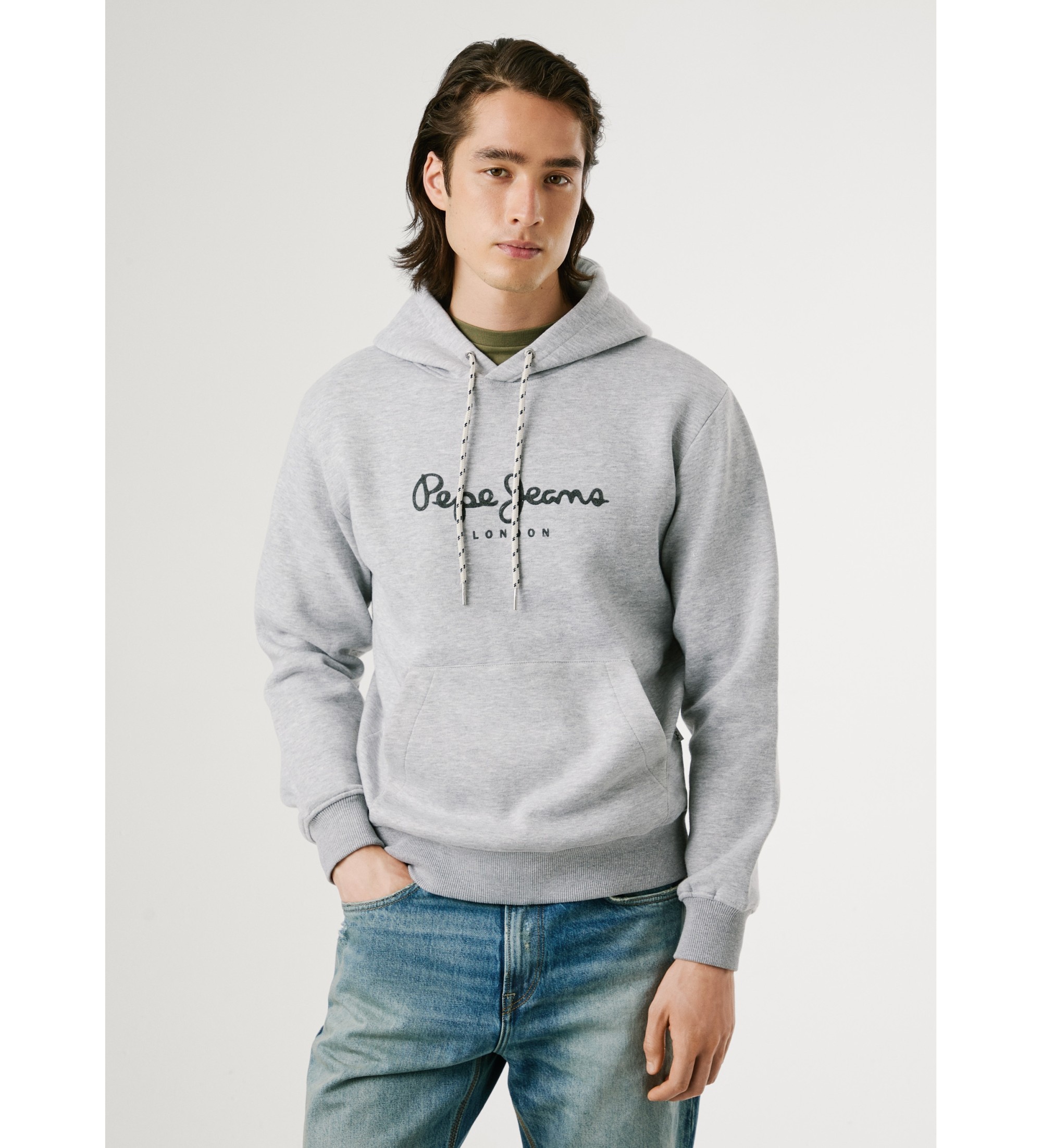 Pepe Jeans für Herren. PM5800019 Sweatshirt Macbeth grau (L), Lässig, Polyester