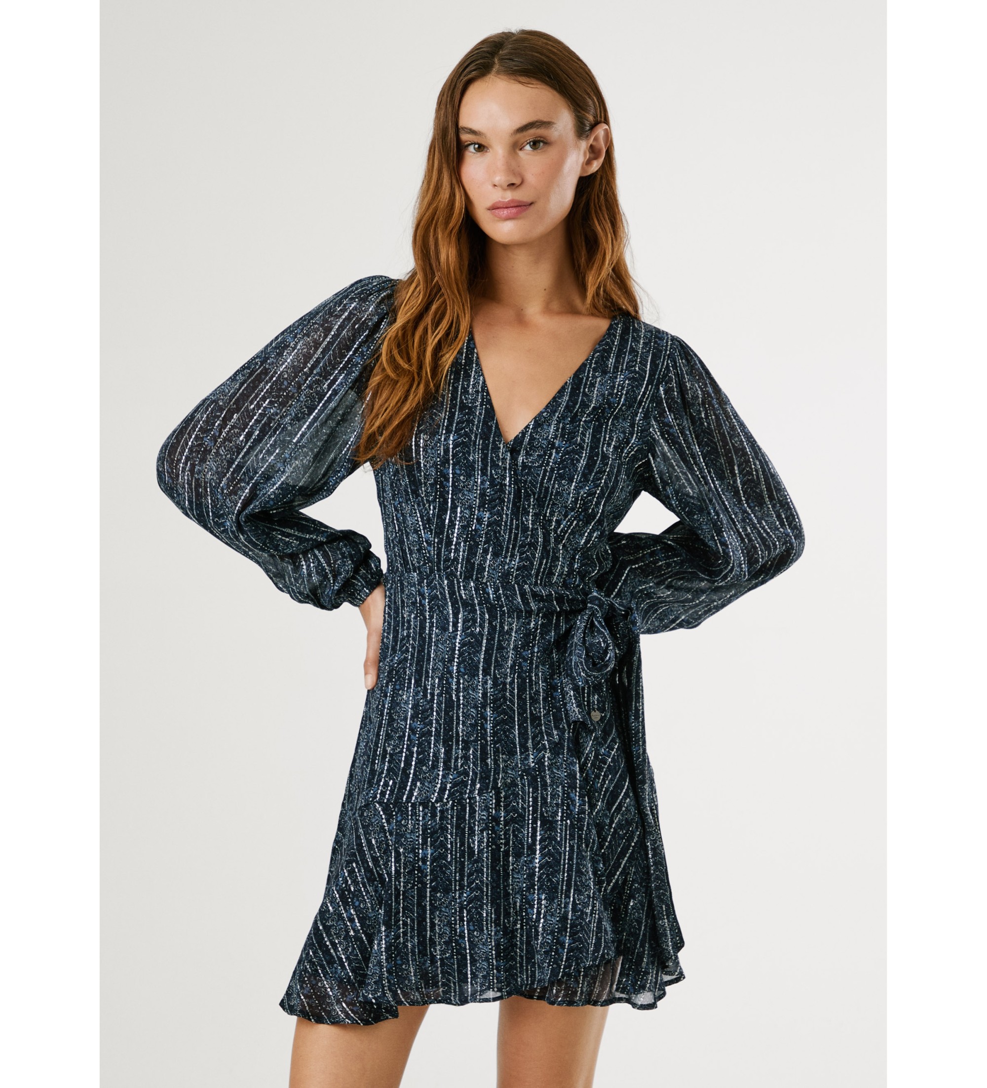 Pepe Jeans für Damen. PL9537721 Maisa Kleid blau (M), Lässig, Viskose, Langarm