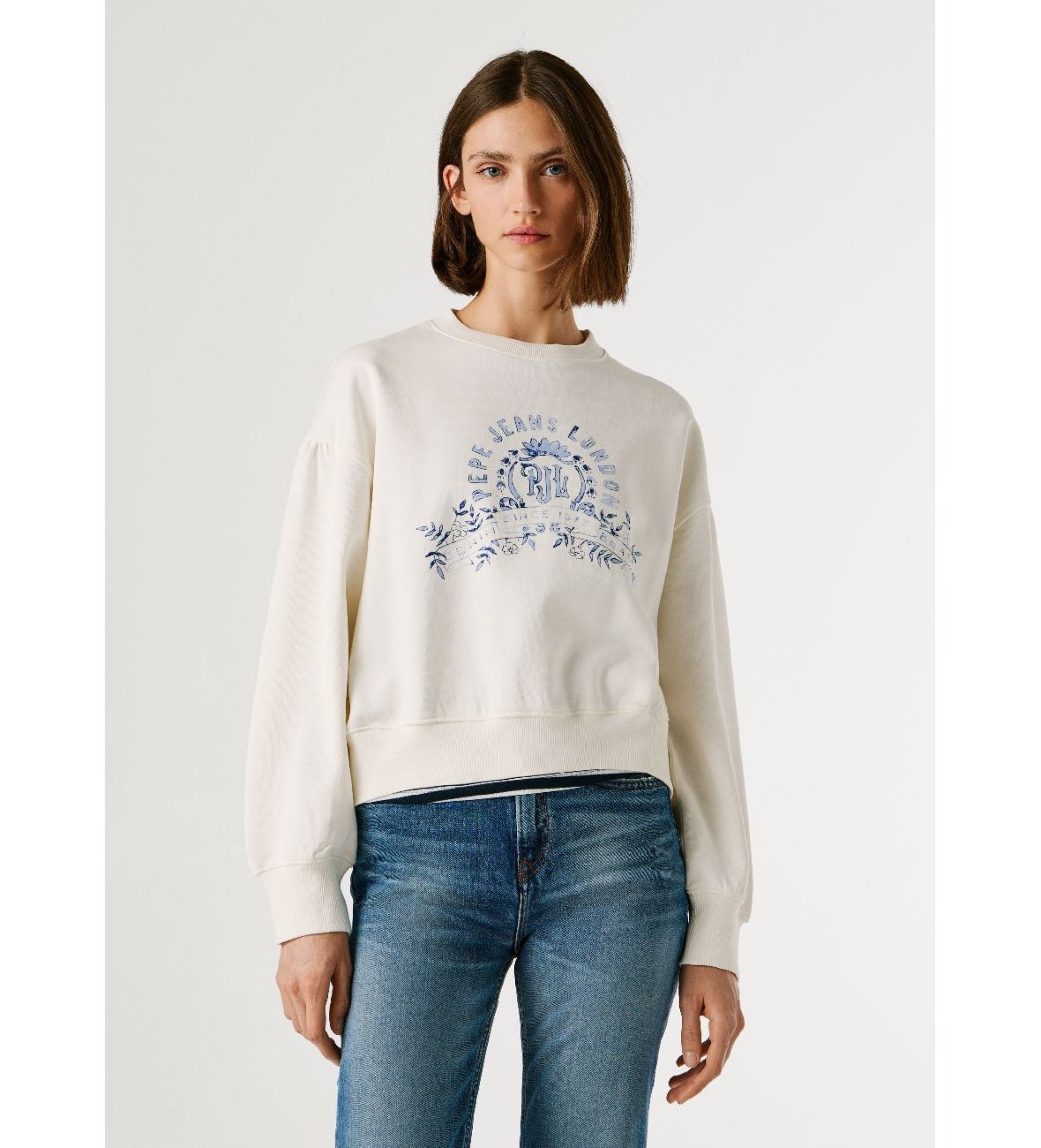 Pepe Jeansvoor vrouwen. PL5800068 Sweater Malvec gebroken wit (L), Casual, Katoen, Lange mouwen