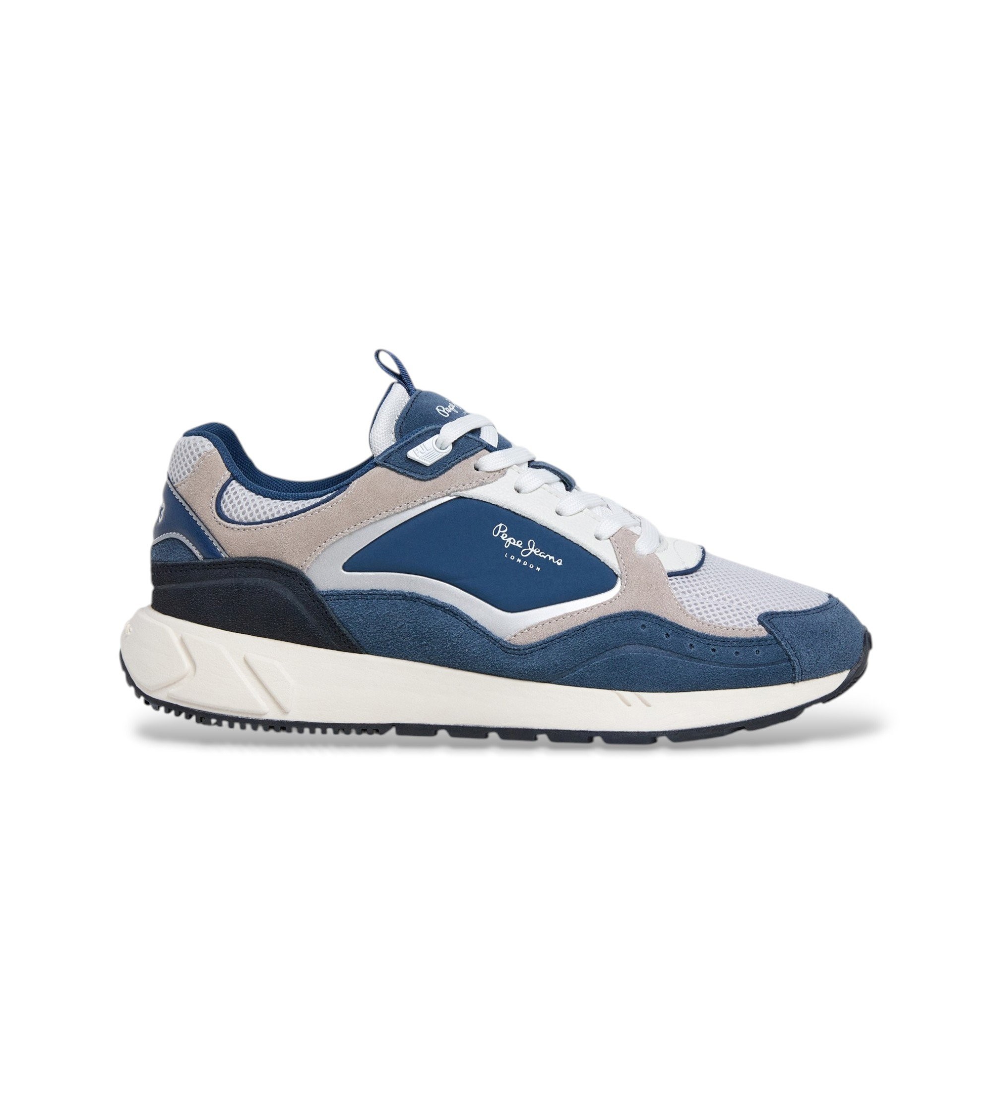 Pepe Jeans für Herren. PMS600017 Marlon Grade Leder Turnschuhe blau (45), Wohnung, Schnürsenkel, Lässig