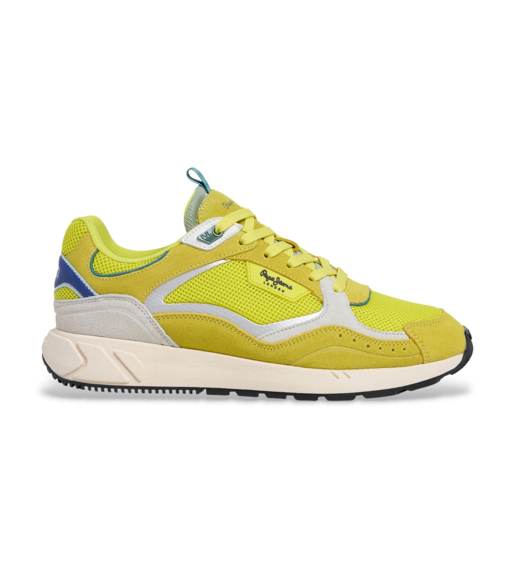 Pepe Jeans für Herren. PMS600018 Marlon Sportliche Leder Sneakers gelb (40), Wohnung, Schnürsenkel, Lässig