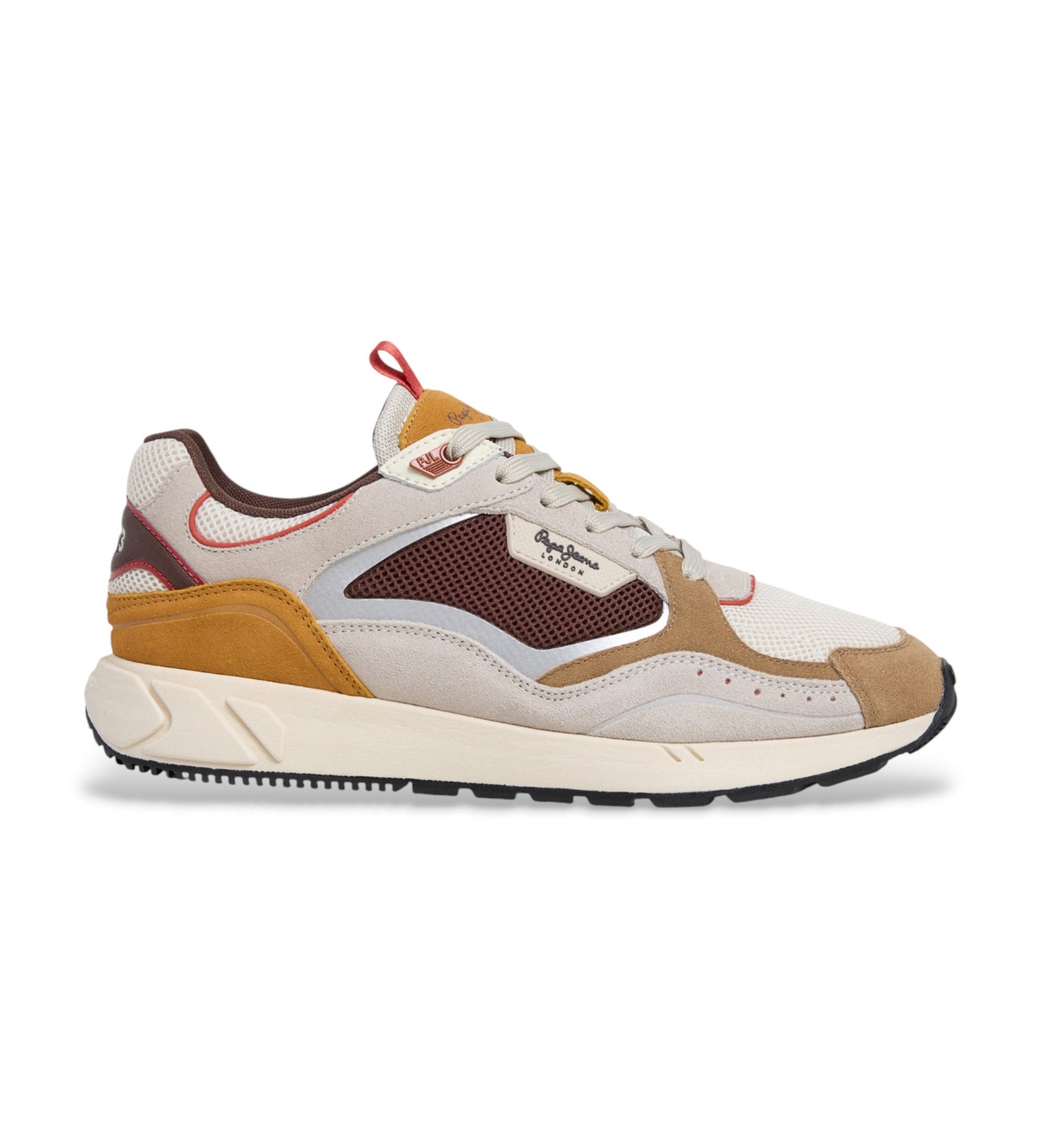 Pepe Jeans für Herren. PMS600018 Marlon Sportliche Leder-Sneakers beige (43), Wohnung, Schnürsenkel, Lässig