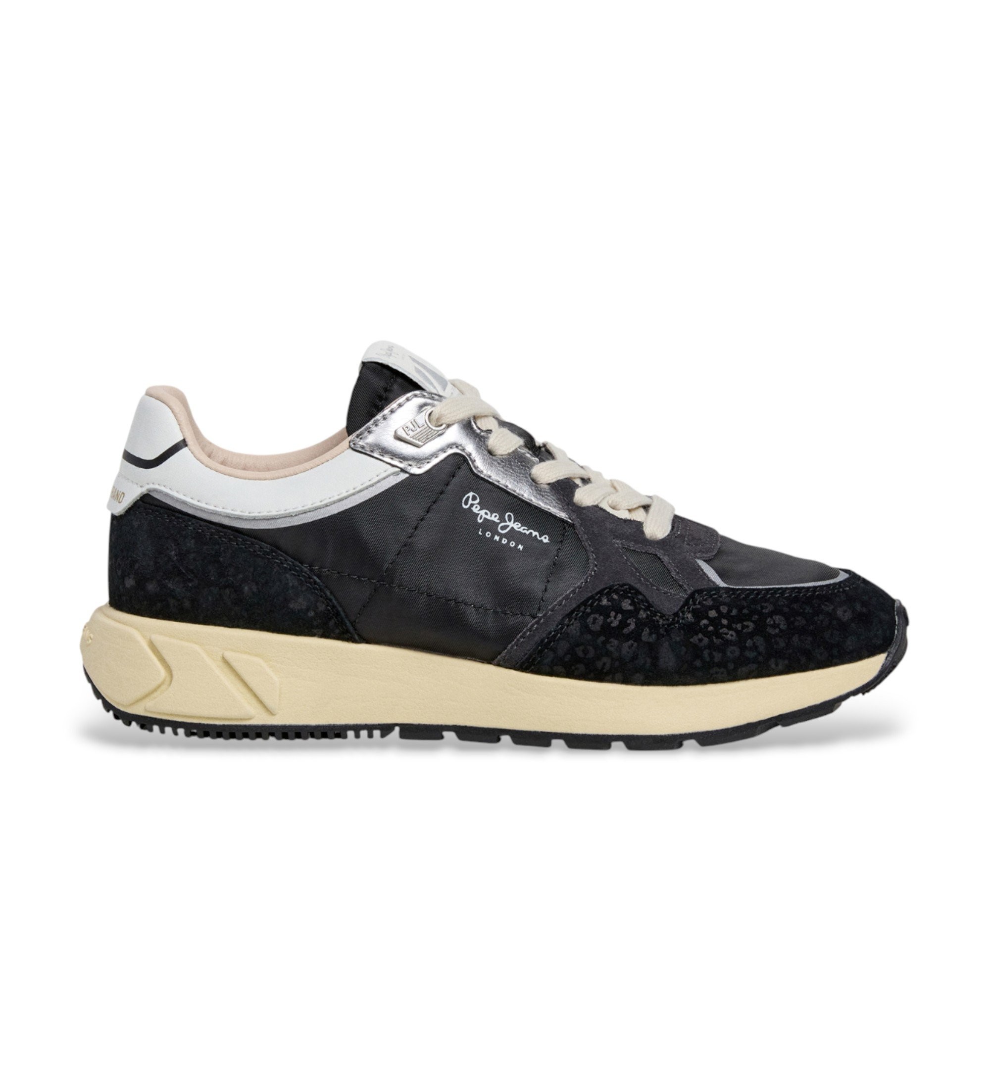 Pepe Jeans für Damen. PLS600049 Marlon Wildleder Sneakers schwarz (38), Wohnung, Schnürsenkel, Lässig