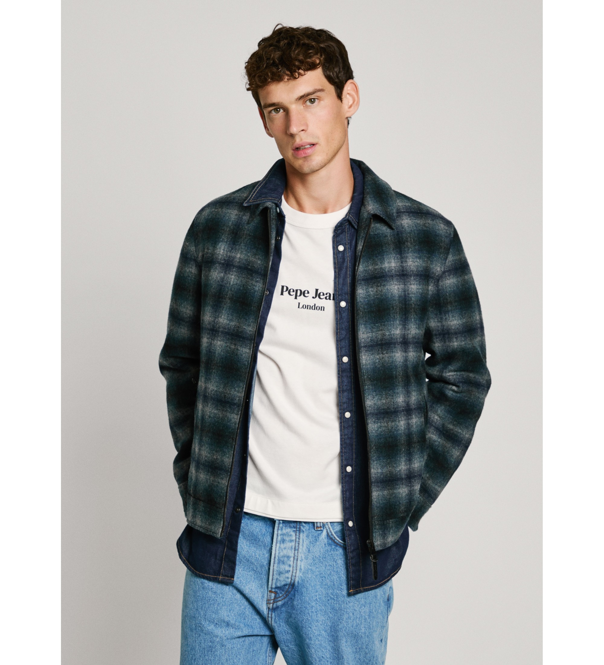 Pepe Jeans für Herren. PM403055 Marrington Jacke blau (M), Lässig, Wolle