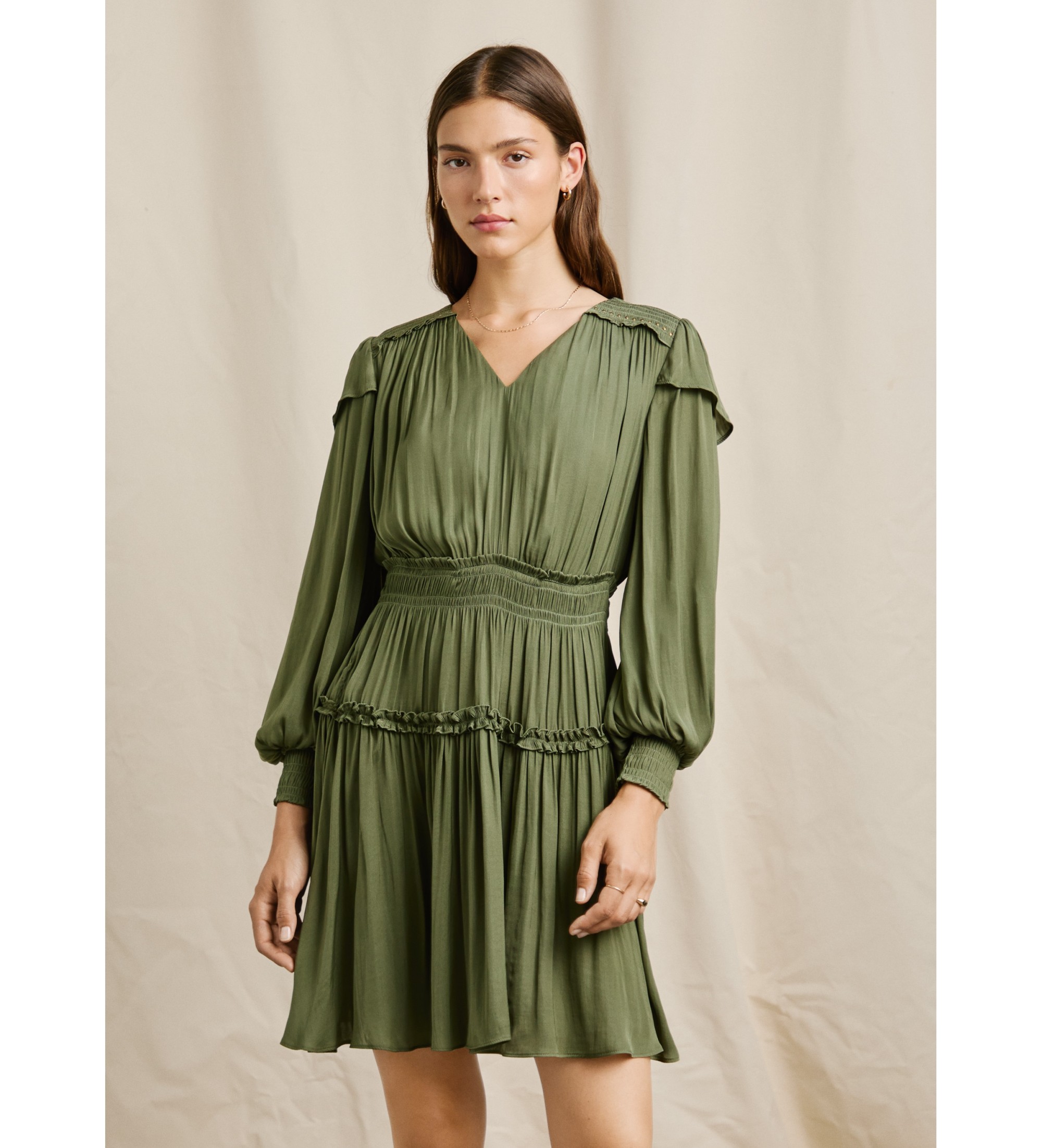 Pepe Jeans für Damen. PL9537727 Martina Kleid grün (S), Lässig, Polyester, Langarm