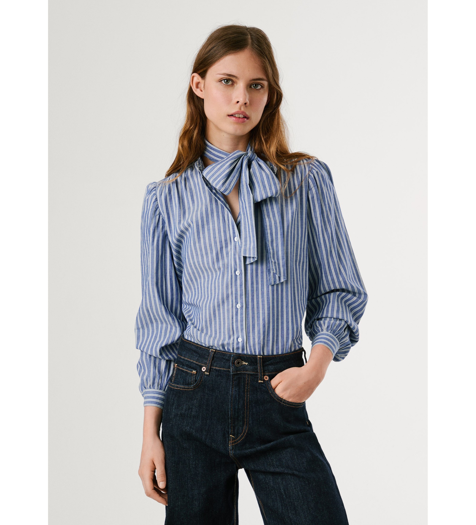 Pepe Jeans für Damen. PL3051268 Hemd Maty blau (S), Lässig, Baumwolle, Langarm