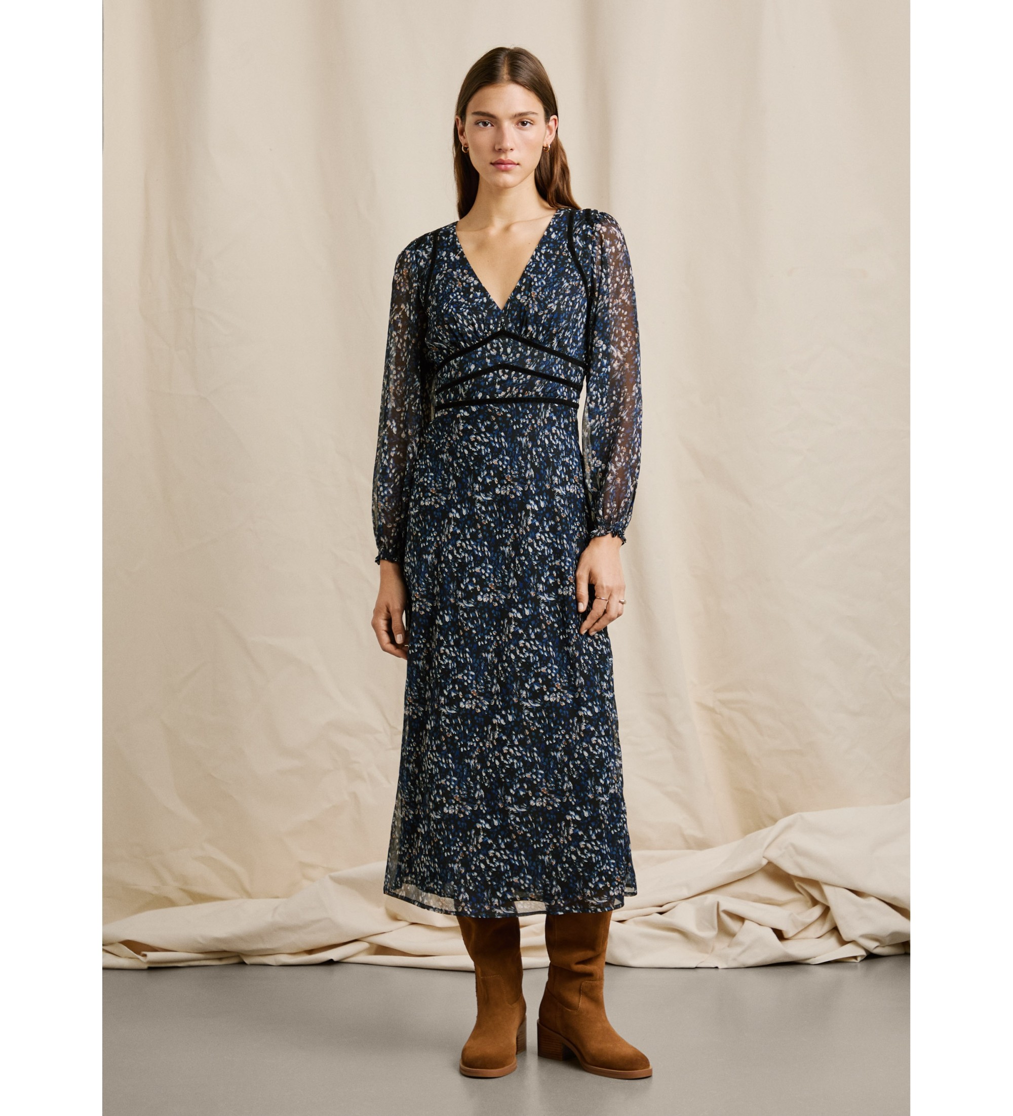Pepe Jeans für Damen. PL9537732 Mayra Kleid schwarz (S), Lässig, Polyester, Langarm