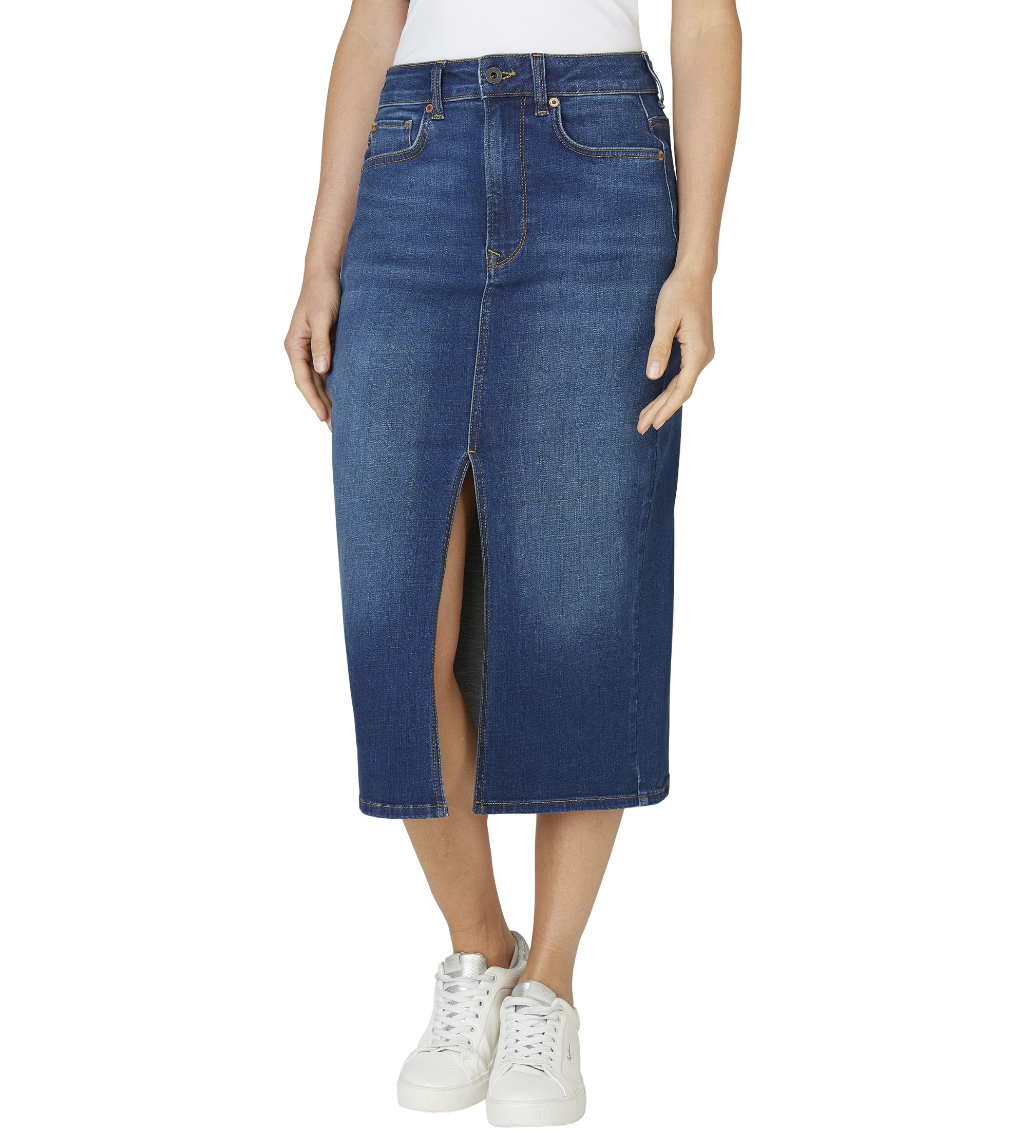 Pepe Jeans für Damen. PL9011865FB Midirock blau (M), Lässig, Baumwolle, Denim
