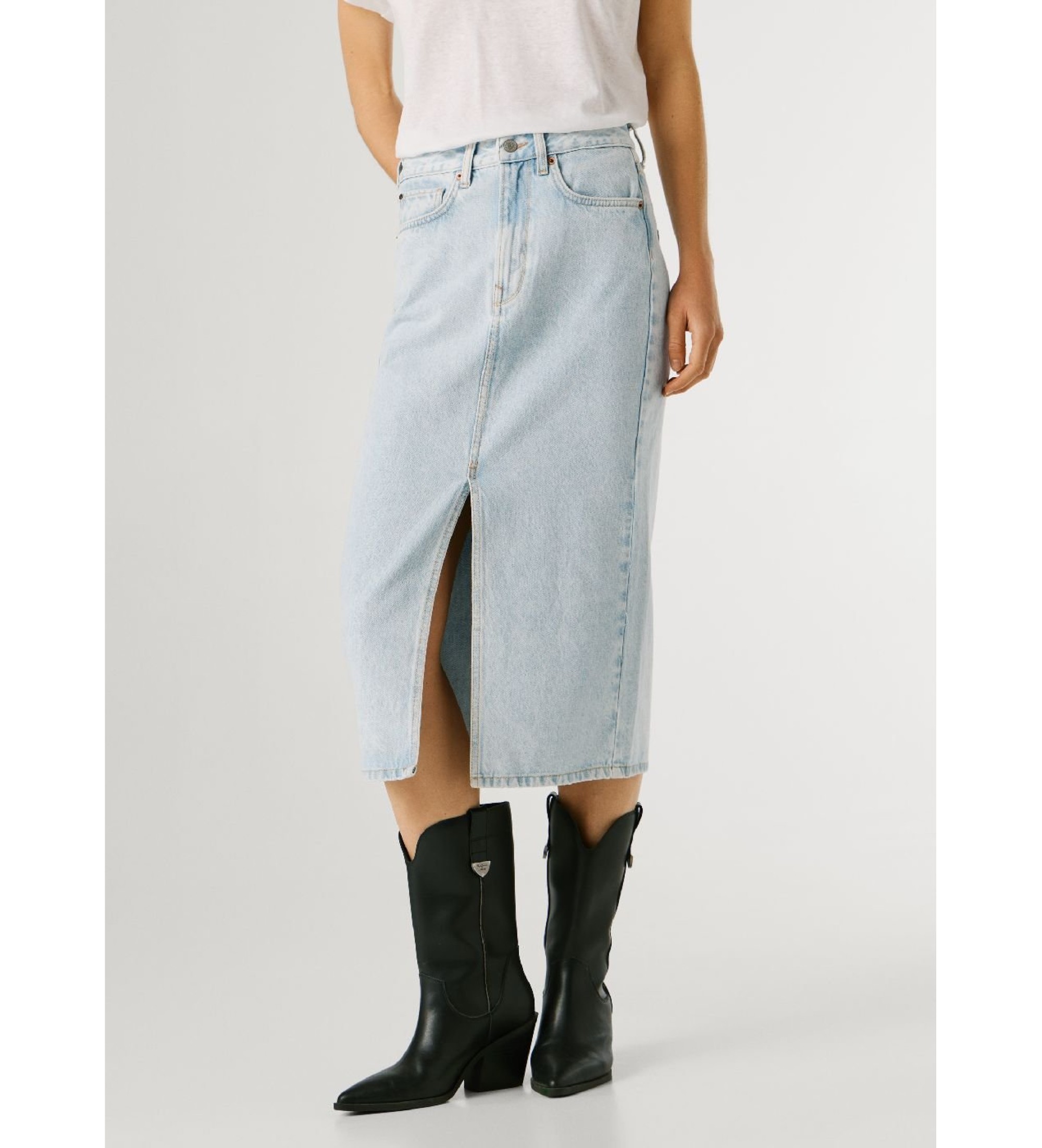 Pepe Jeansvoor vrouwen. PL90119312S1 Midi-rok Nikita blauw (XL), Casual, Katoen, Denim