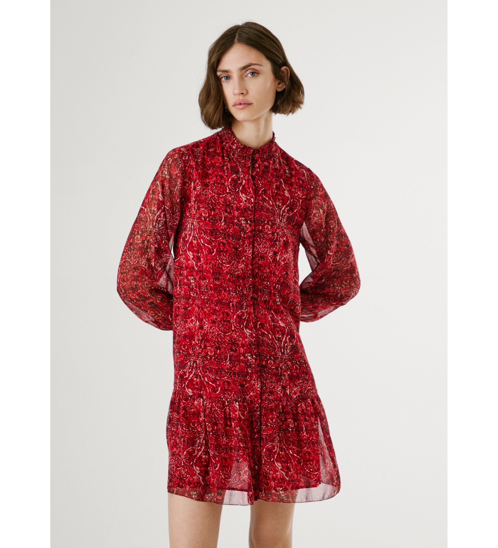 Pepe Jeans für Damen. PL9537711 Mimi-Kleid rot (M), Lässig, Polyester, Langarm