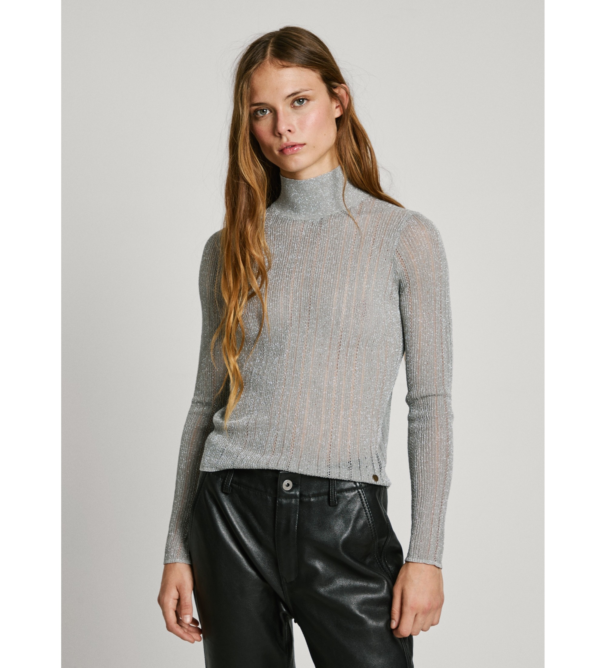 Pepe Jeans für Damen. PL702235 Natalia Silberner Pullover (S), Lässig, Party, Viskose
