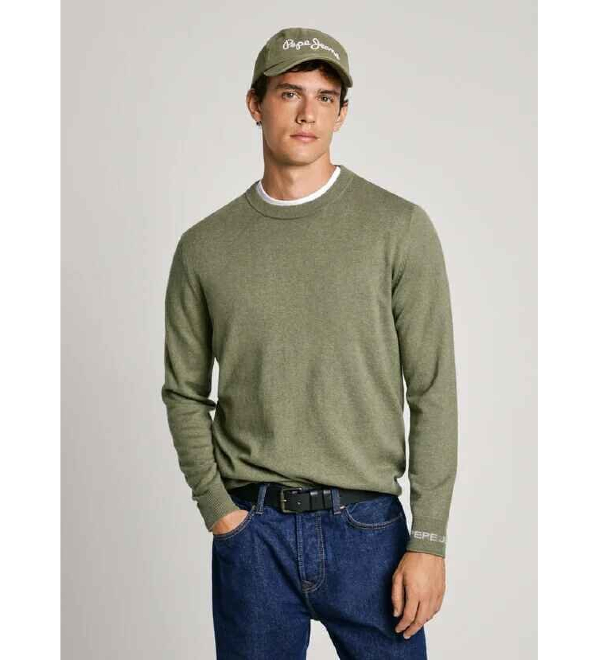 Pepe Jeans für Herren. PM702469 Neu Andre grüner Pullover (S), Lässig, Baumwolle