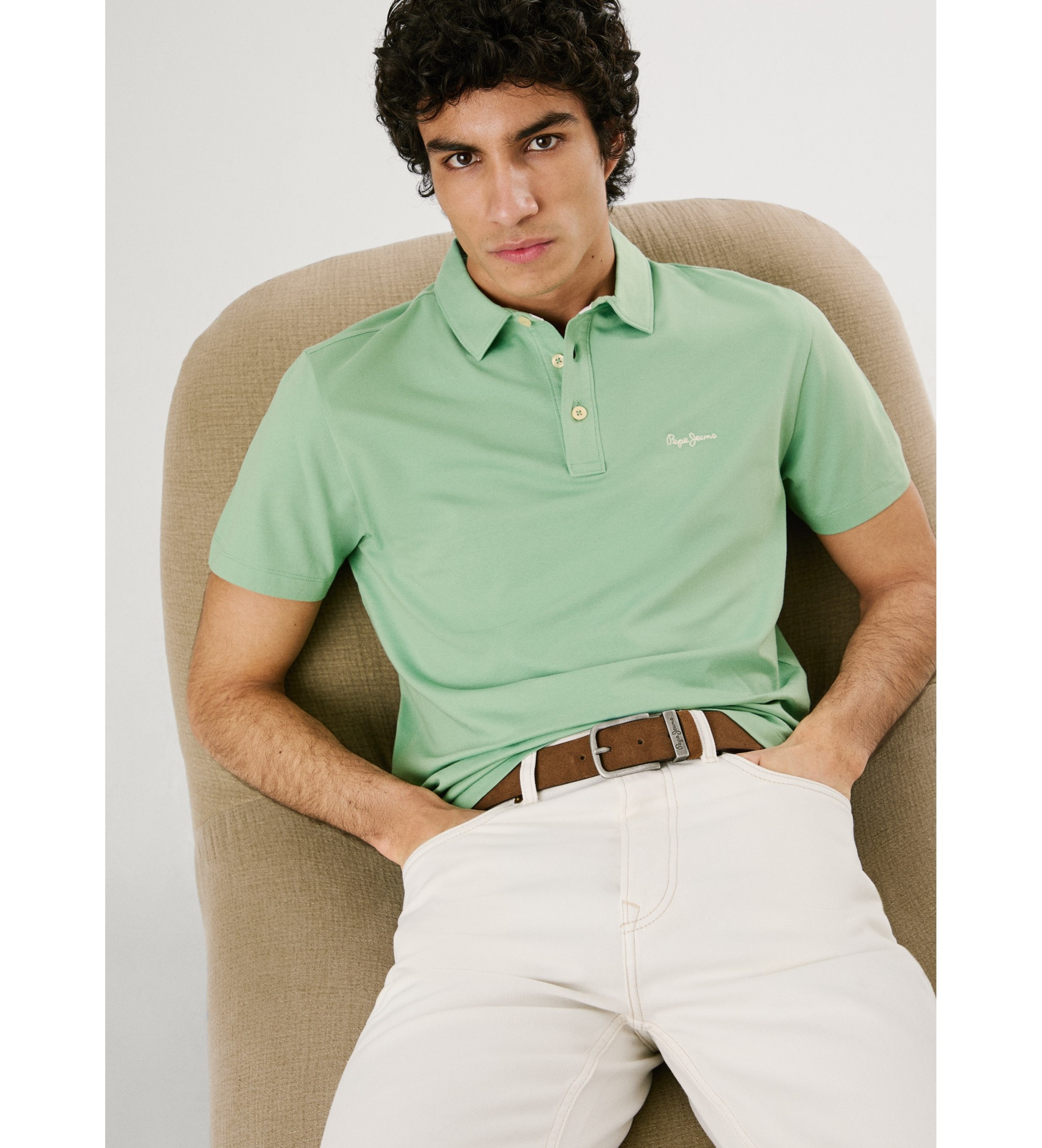Pepe Jeans für Herren. PM542307 Neu Harper grünes Poloshirt (S), Lässig, Baumwolle, Kurzarm