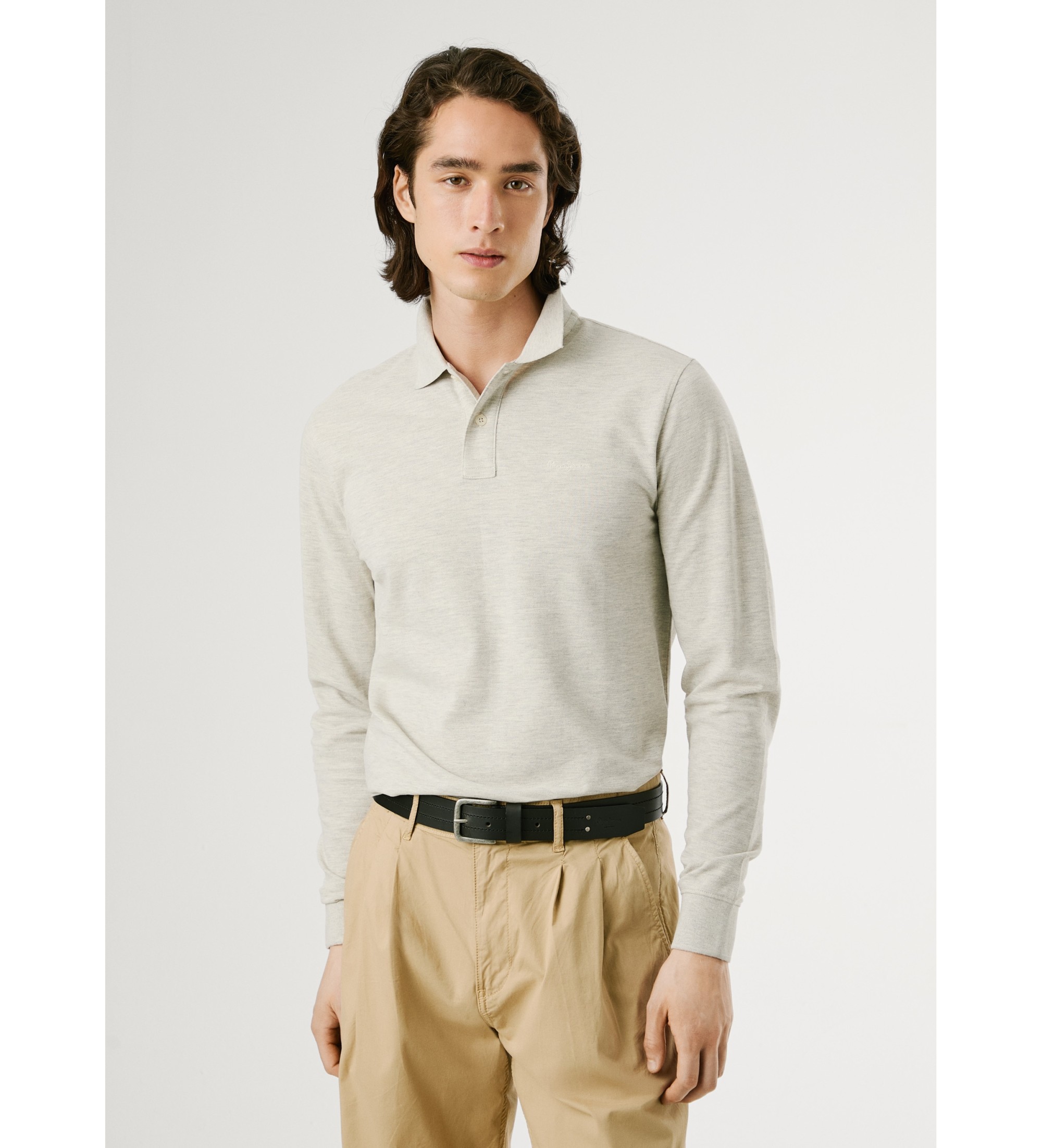 Pepe Jeans für Herren. PM542213 Neu Oliver Graues Poloshirt (XXL), Lässig, Baumwolle, Langarm