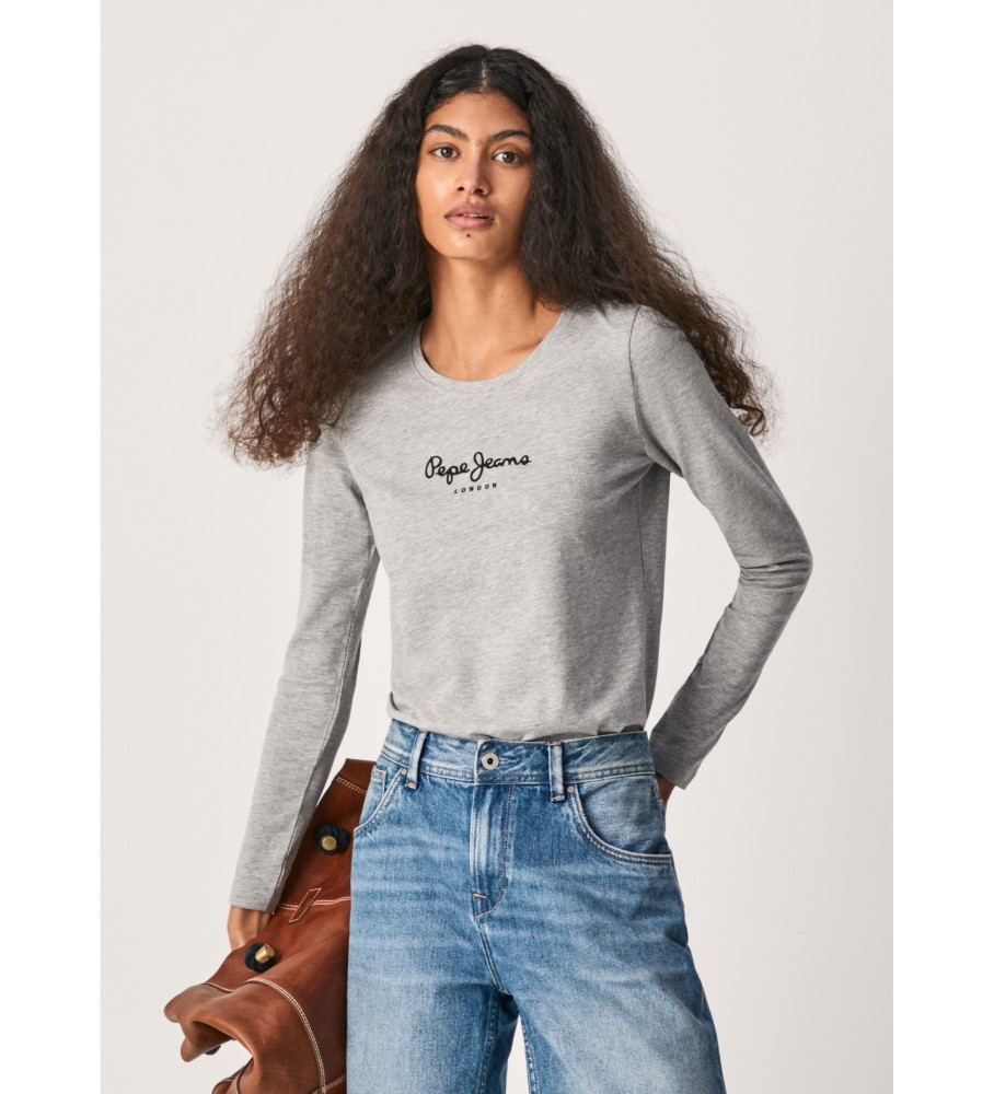 Pepe Jeans für Damen. PL505203 Neu Virginia Ls N grau T-shirt (M), Lässig, Baumwolle, Langarm