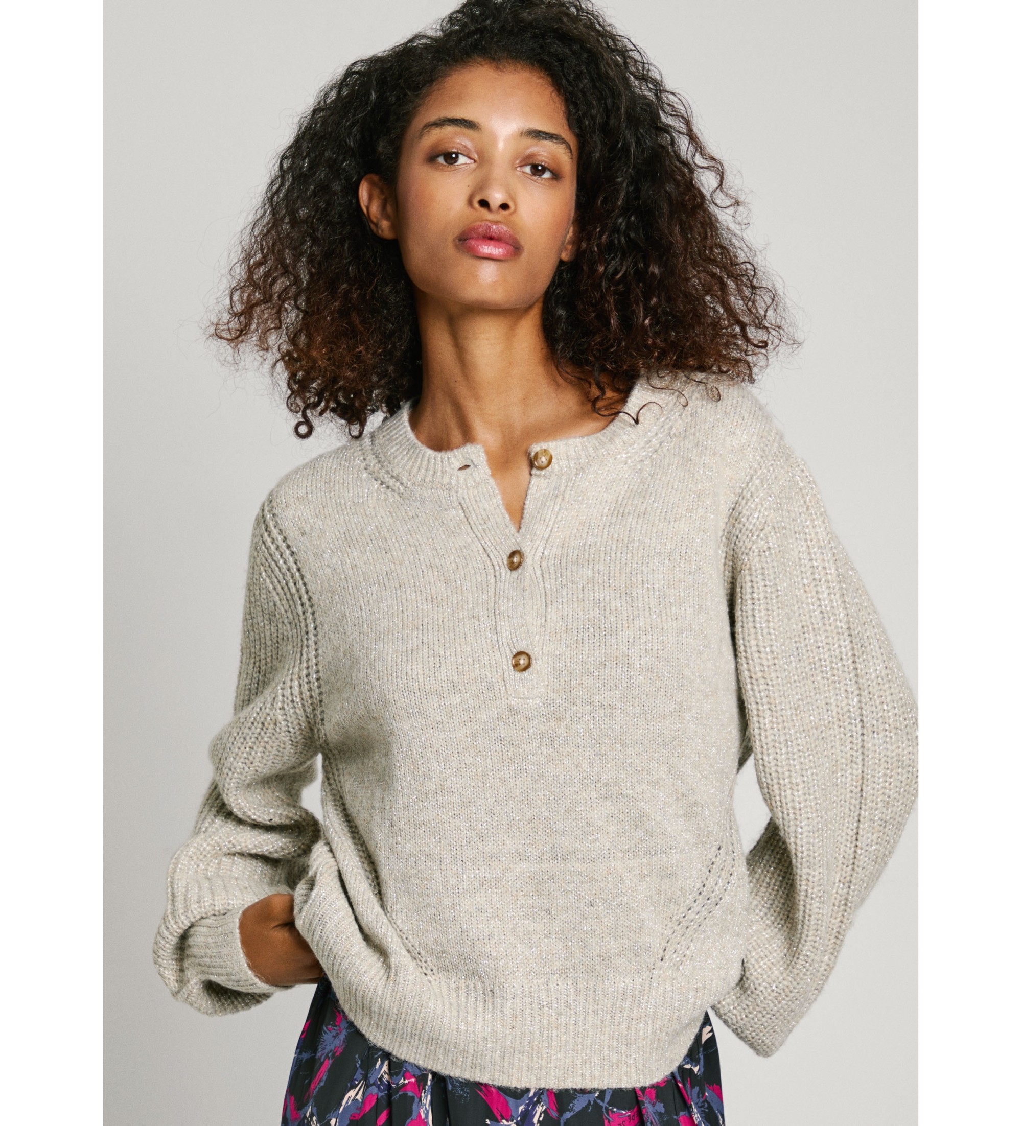 Pepe Jeans für Damen. PL702236 Nica-Pullover grau (L), Lässig, Polyester