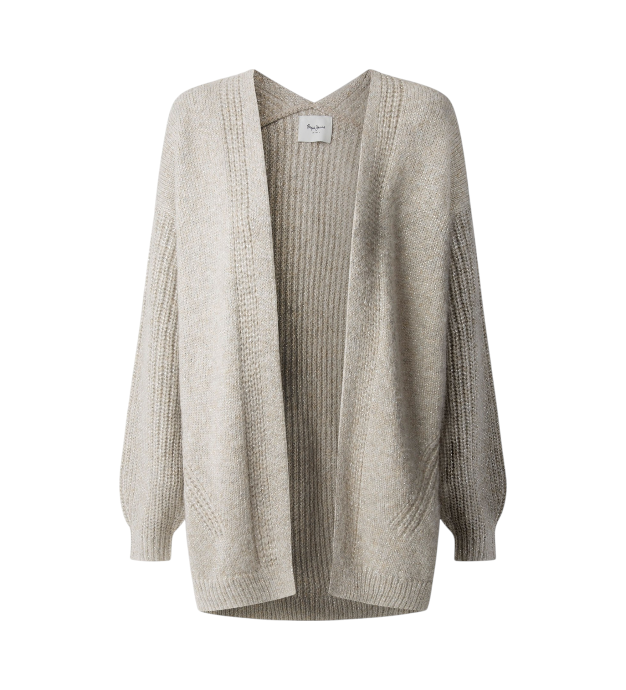 Pepe Jeans für Damen. PL702237 Strickjacke Nica weiß ecru (L), Lässig, Polyester